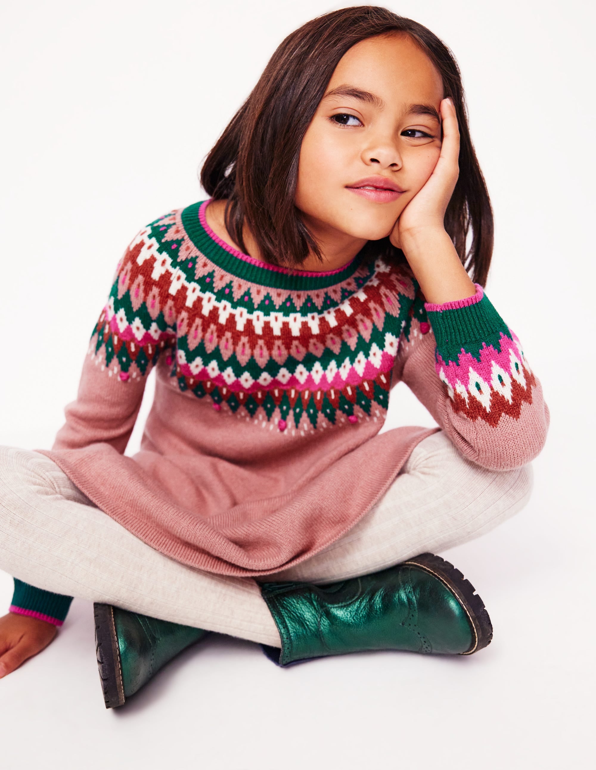  Minnie Fair Isle Jumper Dress-Vintage Pink Marl、mySite、ashleygrahame