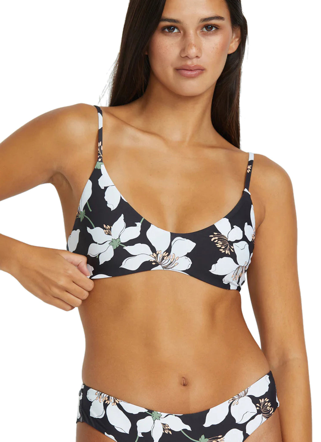 Volcom Women's Print Midnight Lily Crop Bikini Top、mySite、noshort