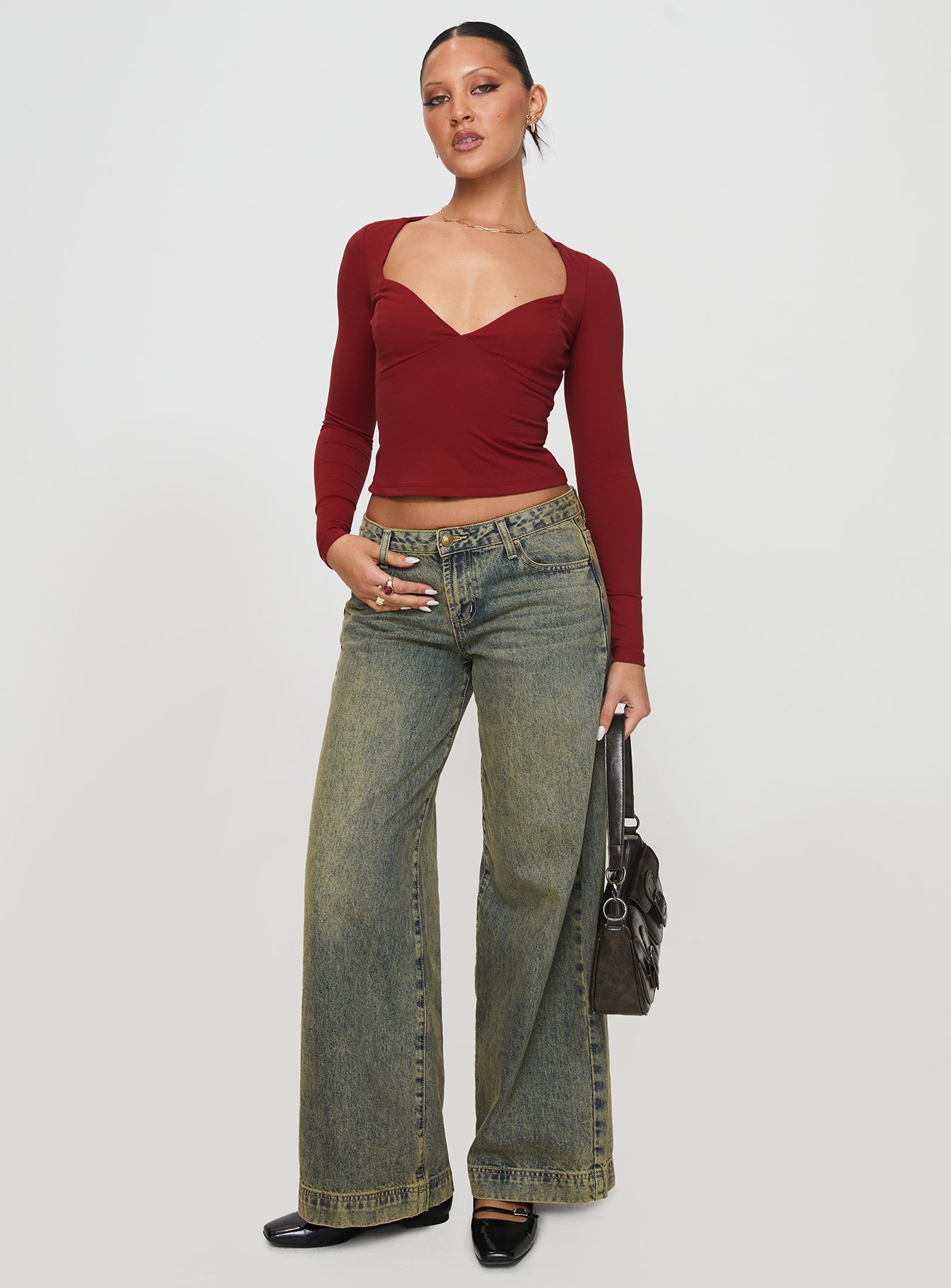 Tonya Long Sleeve Top Red、mySite、solidvoid