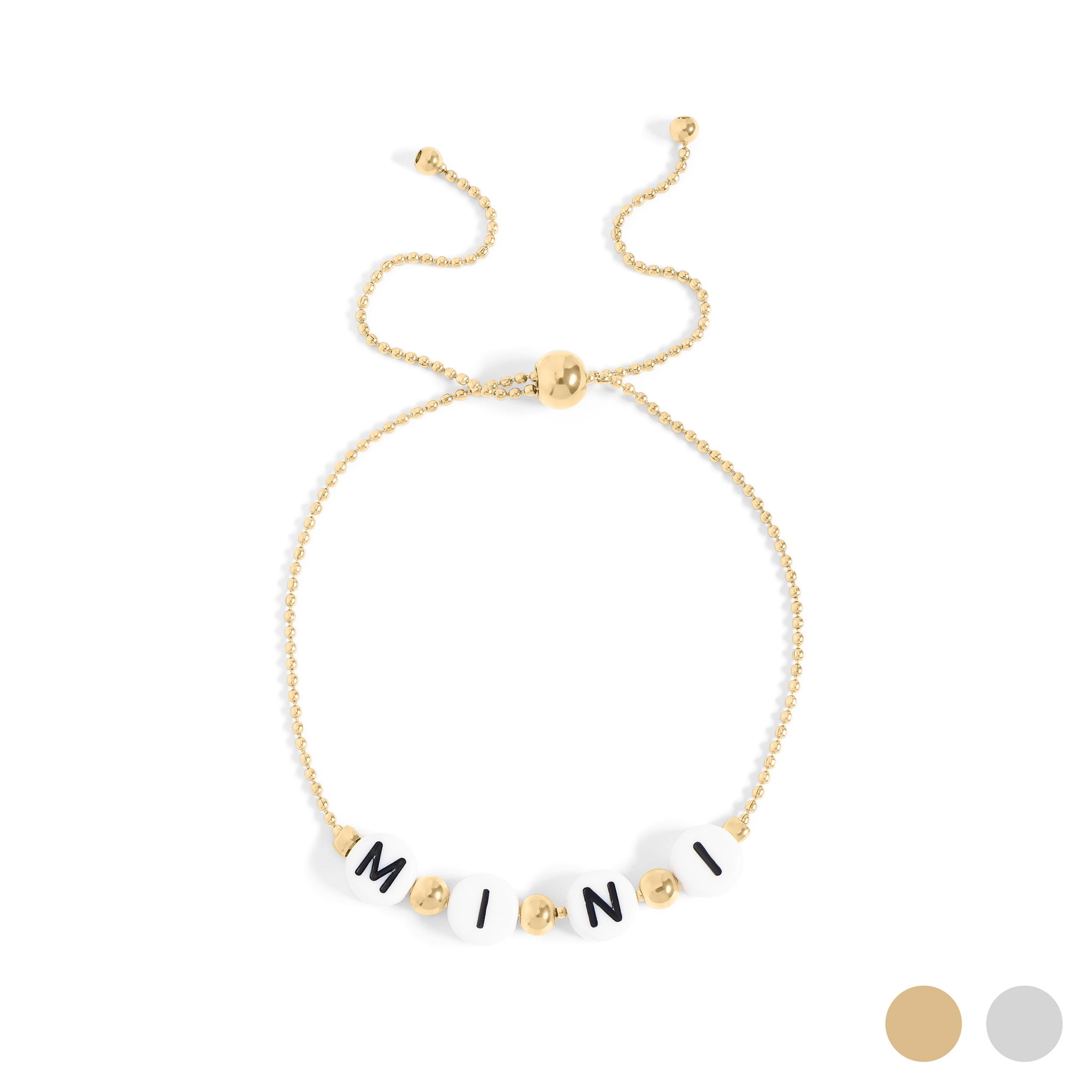 18K Gold PVD Stainless Steel Mini Adjustable Beaded Bracelet / BRJ1055、mySite、dreamappss