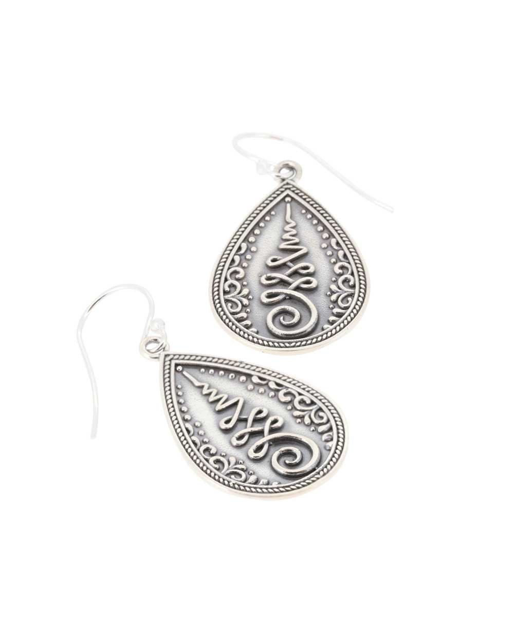 Teardrop Unalome Sterling Silver Earrings、mySite、topwebapps