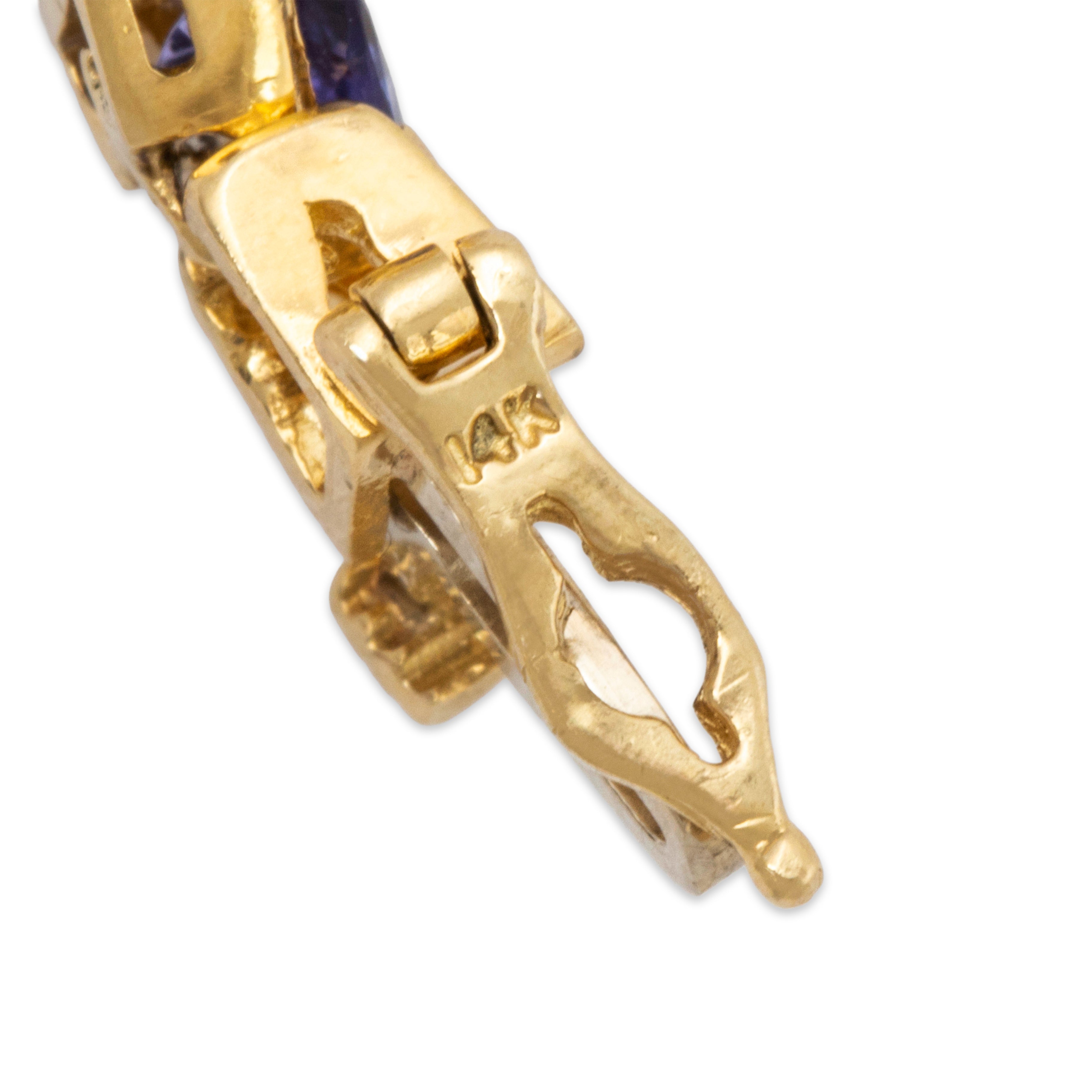 Vintage 14k Yellow Gold 2.4cttw Tanzanite .504cttw Diamond Station Bracelet 7、mySite、hinf8tx79