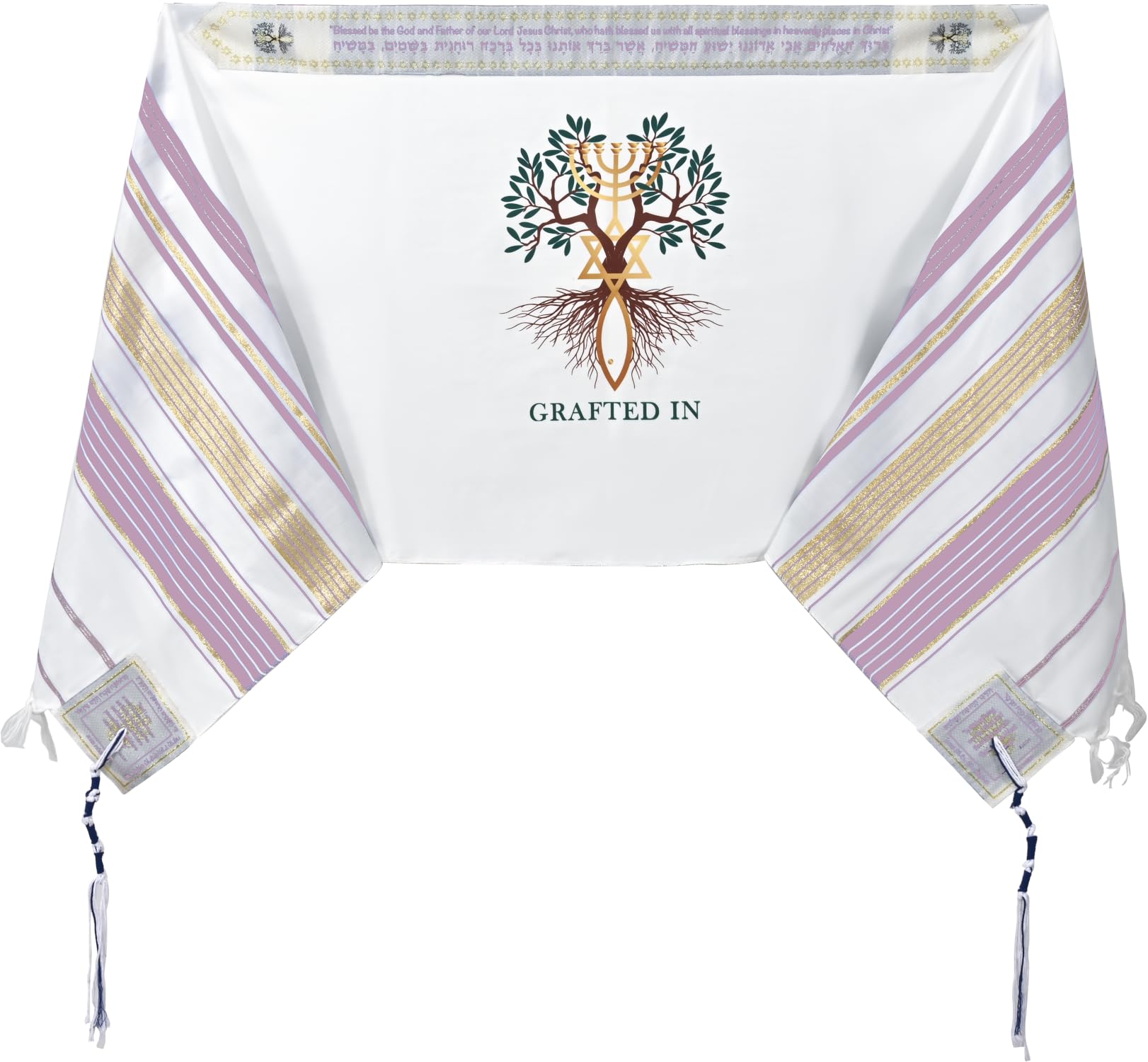  Holy Land Market Grafted IN - Messianic Christian Prayer Shawl/Tallit Prayer Shawl - Creation and Restoration Talit、mySite、elrpsem3k