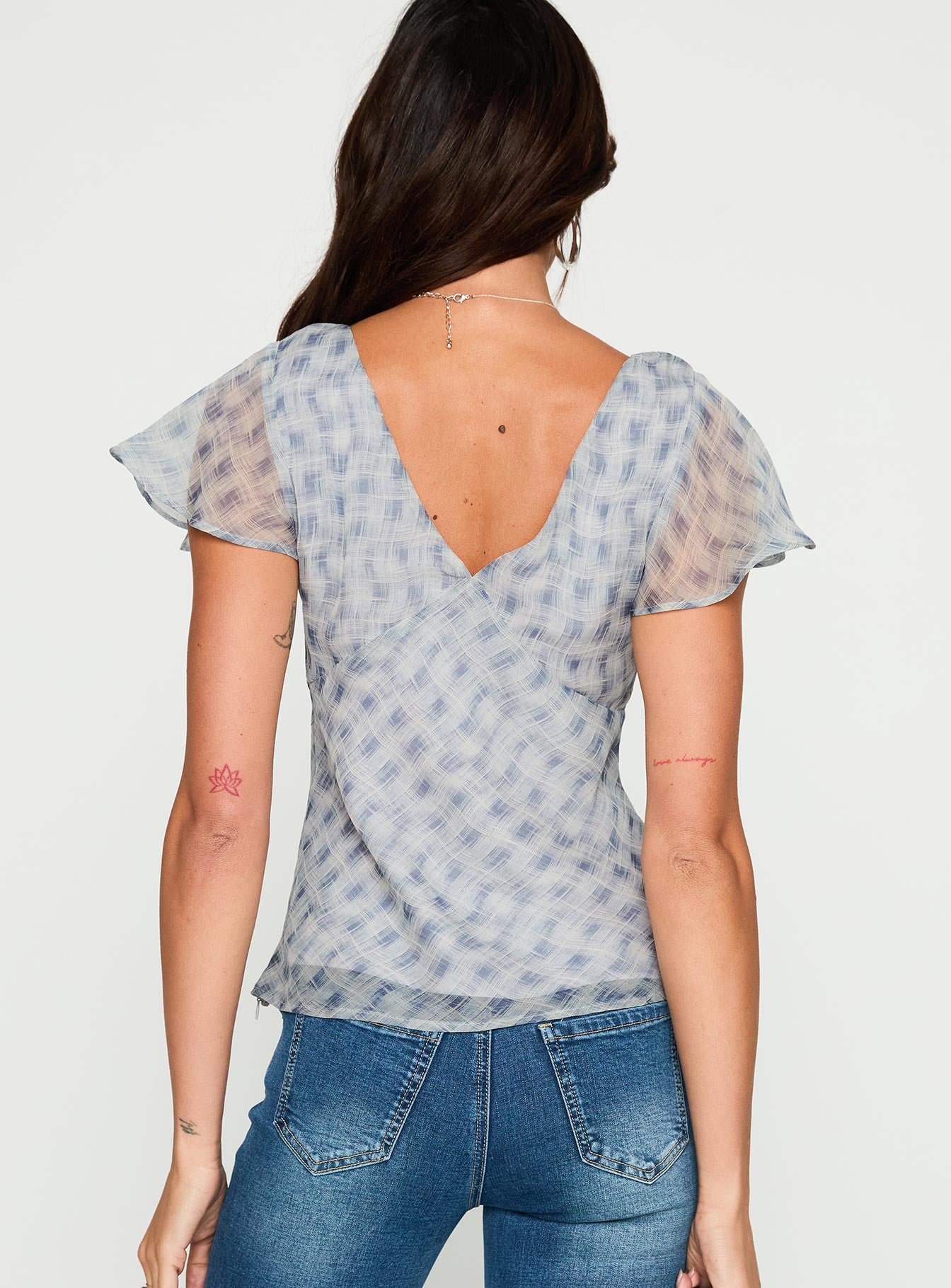 My Last Love Top Blue Check、mySite、solidvoid