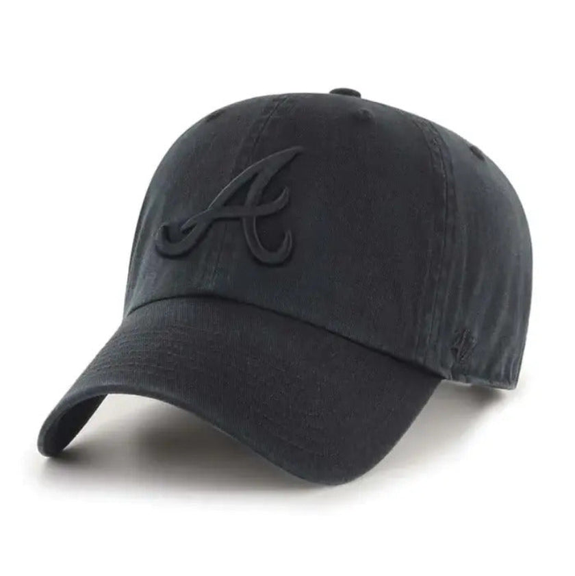 47 Brand Atlanta Braves Cleanup Adjustable Hat - Black, Black、mySite、vikingsvslions