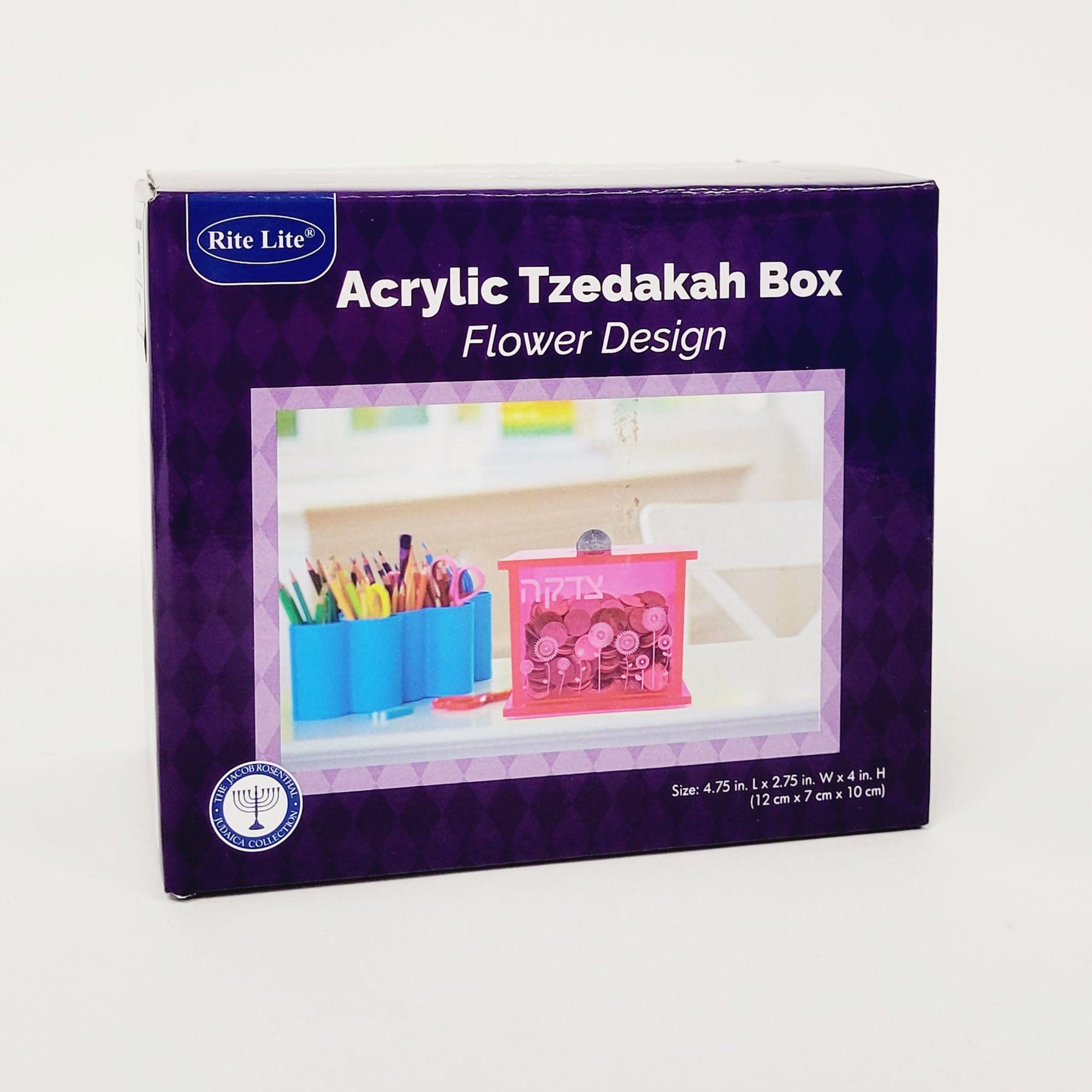 Acrylic Pink Flower Design Tzedakah Box、mySite、topwebapps