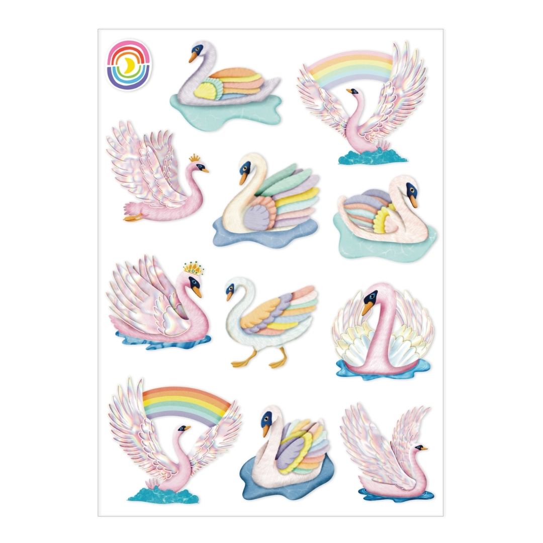  Iridescent Swans A6 Hologram Sticker Sheet、mySite、ghnorth