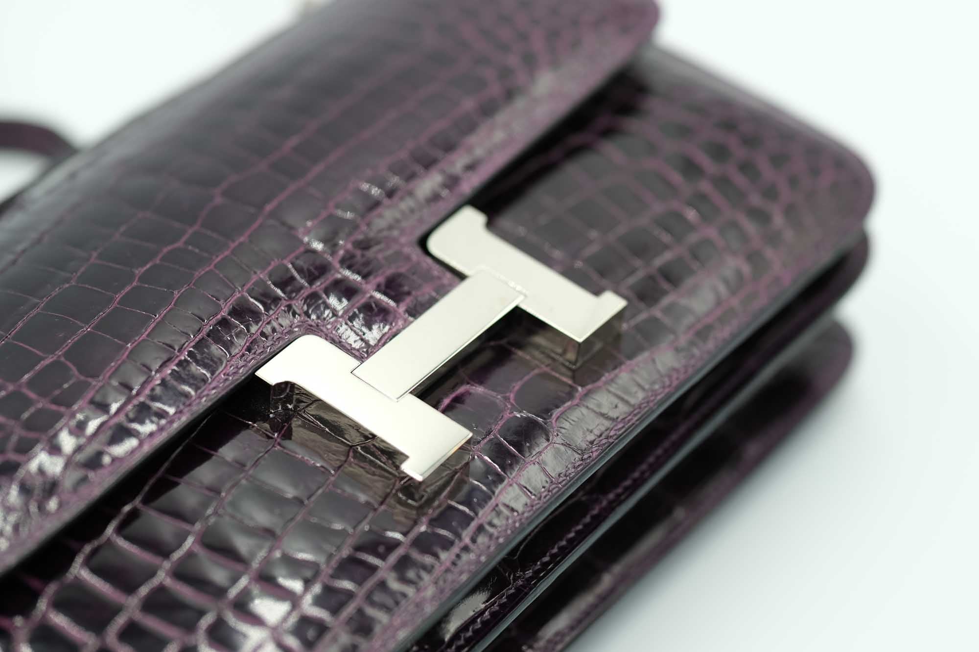 Hermès Constance Elan 25 Amethyst Shiny Niloticus Crocodile Palladium Hardware、mySite、garminoutage.com