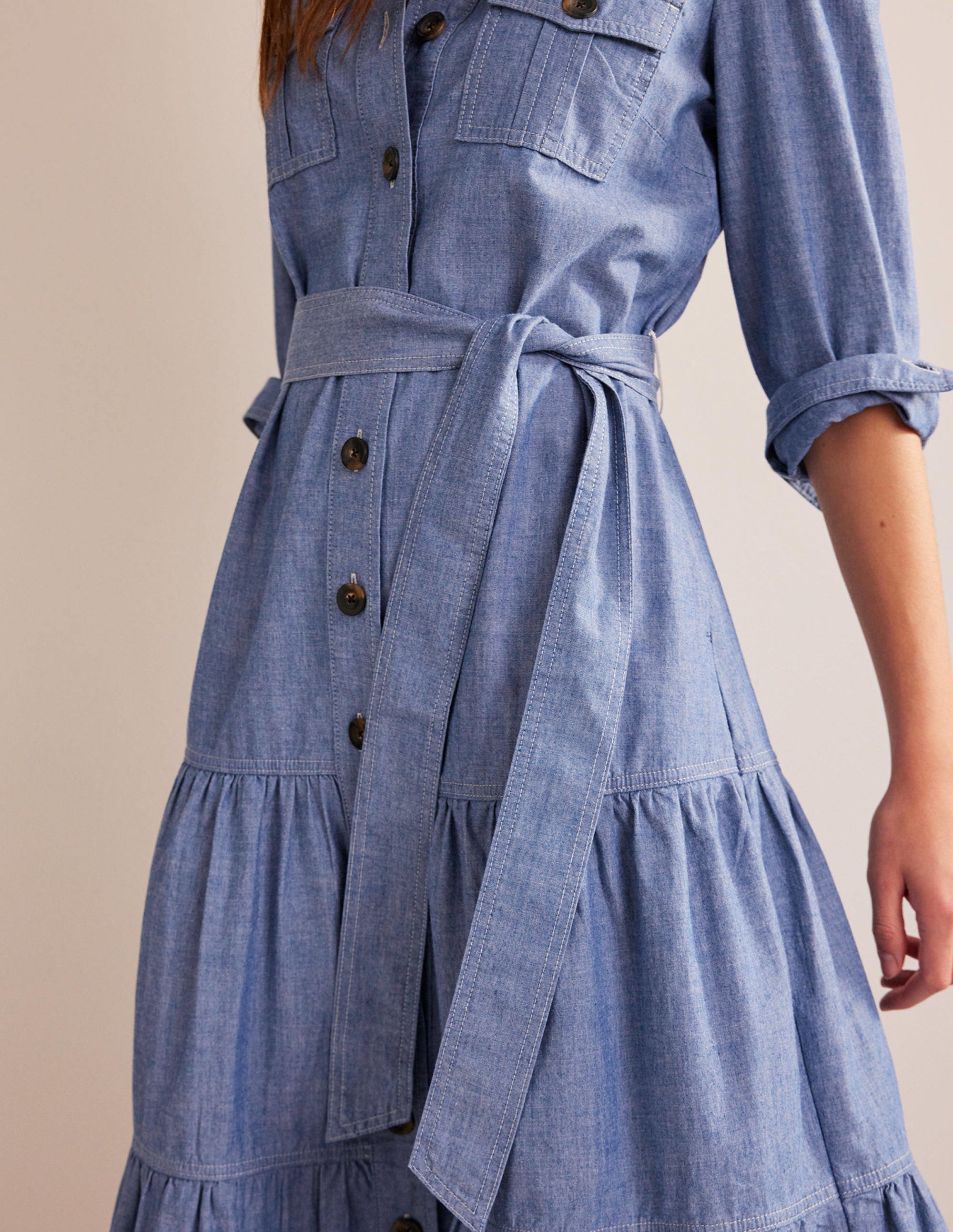  Lily Chambray Midi Shirt Dress-Chambray、mySite、ashleygrahame