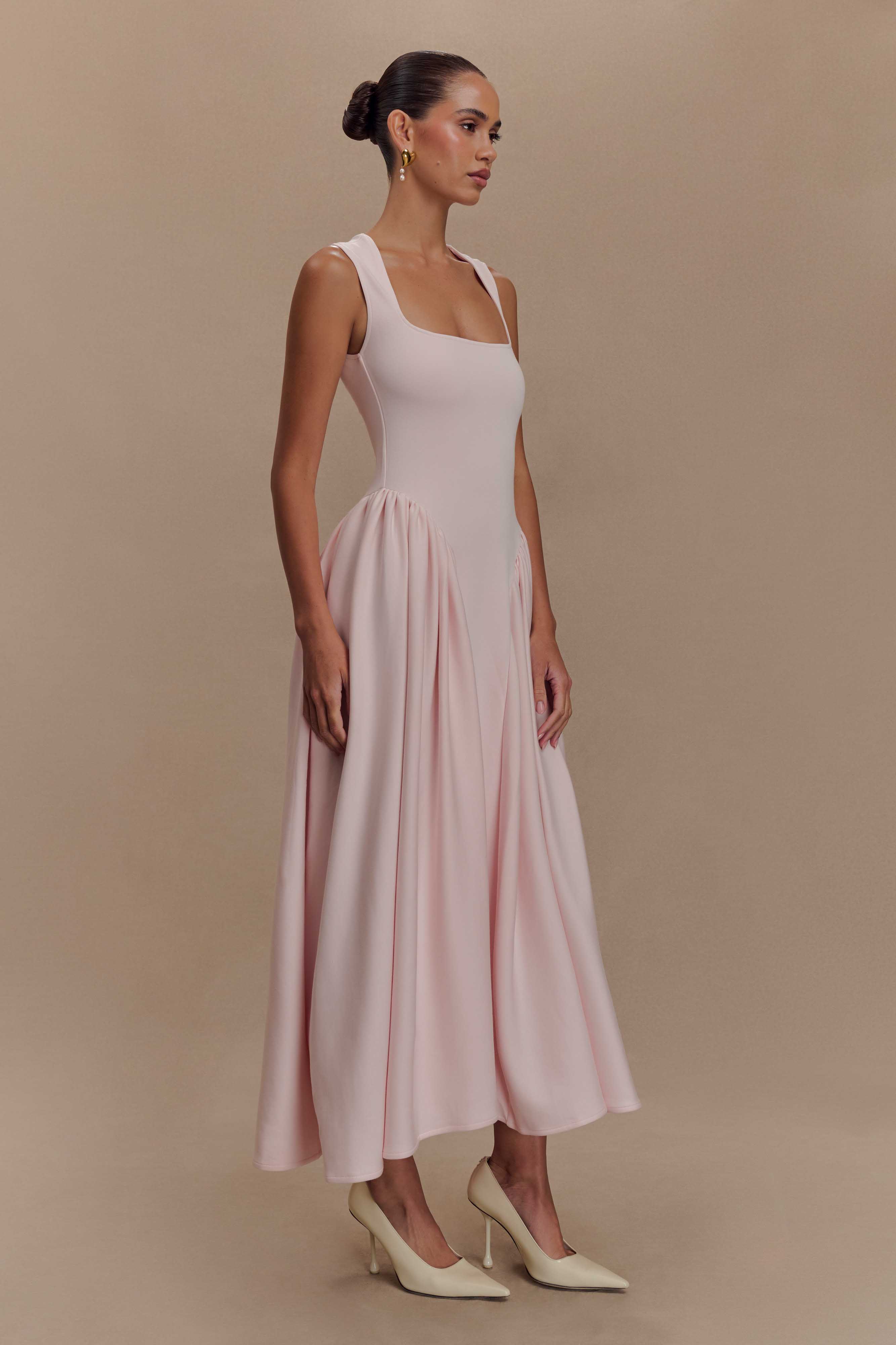 Sharon Scuba Jersey Midi Dress - Ballet Pink、mySite、solidvoid