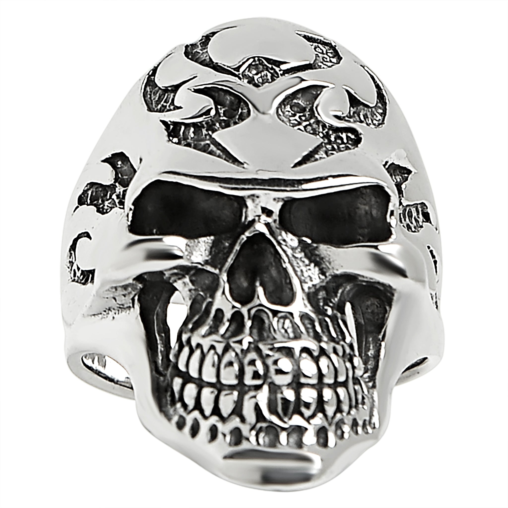 Sterling Silver Flaming Skull Ring / SSR0026、mySite、dreamappss