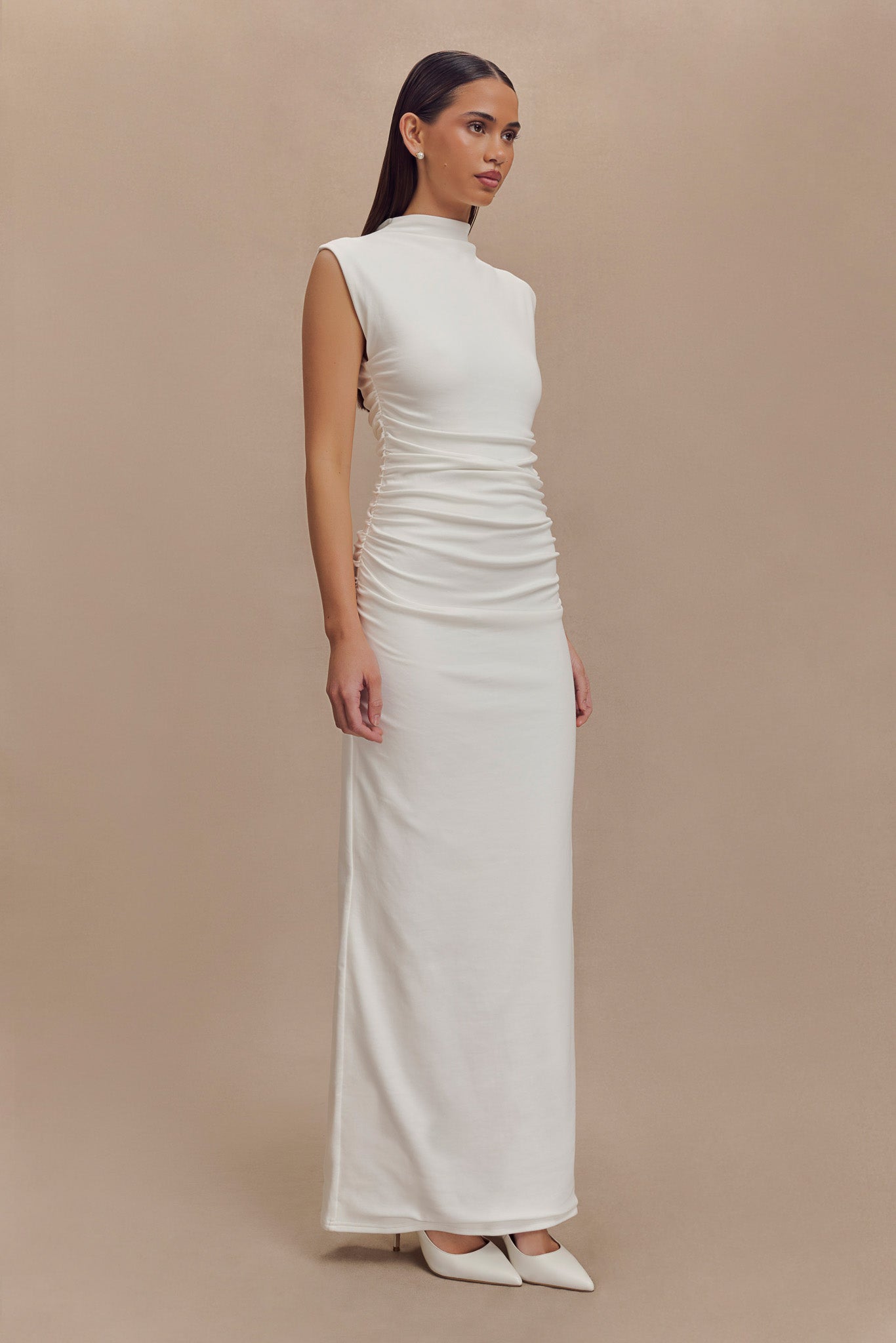 Elliot High Neck Sleeveless Maxi Dress - White、mySite、solidvoid