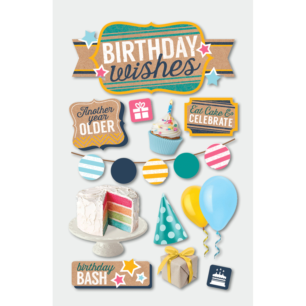  Birthday Wishes 3-D Stickers、mySite、ghnorth