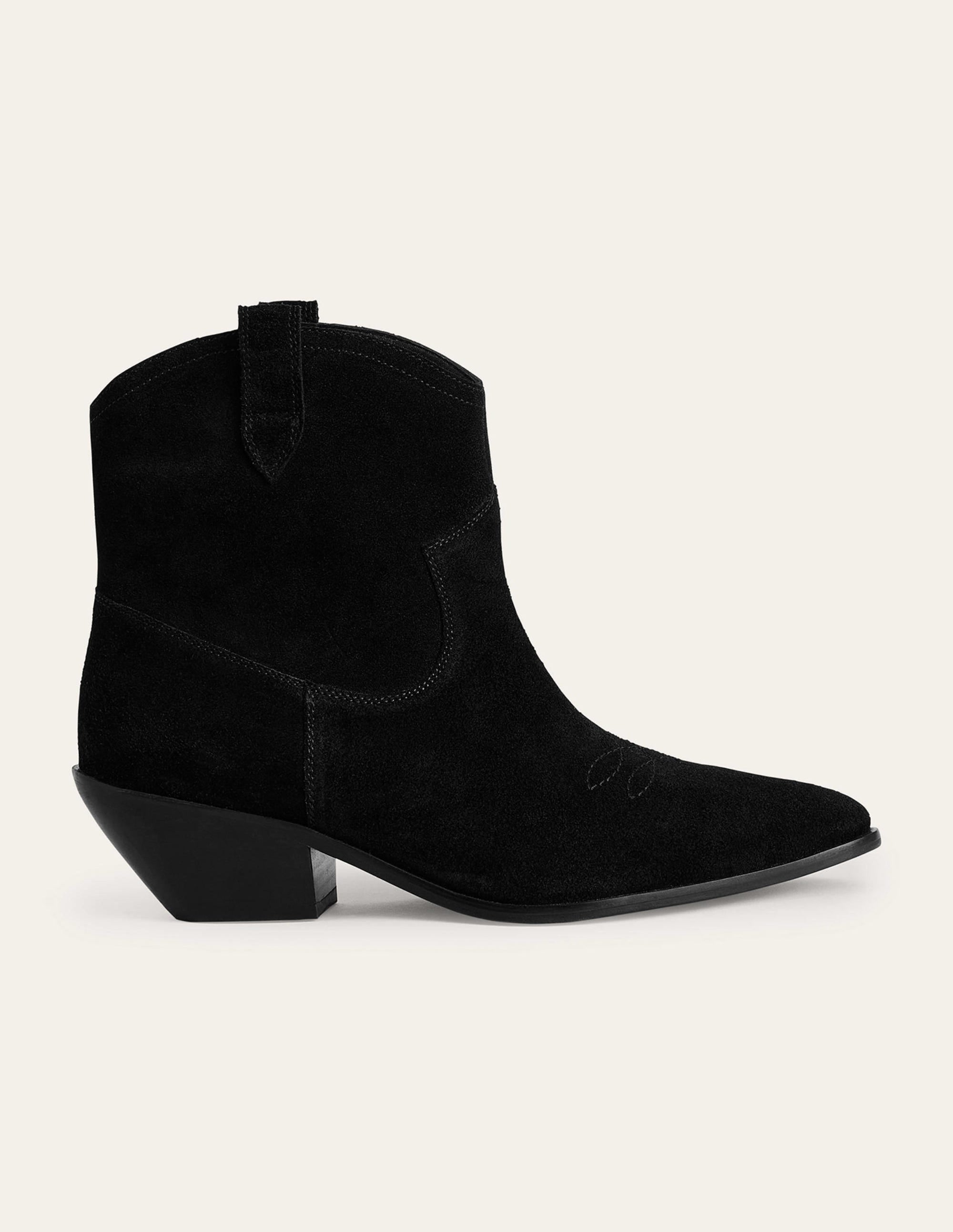  Western Ankle Boots-Black Cow Suede、mySite、ashleygrahame