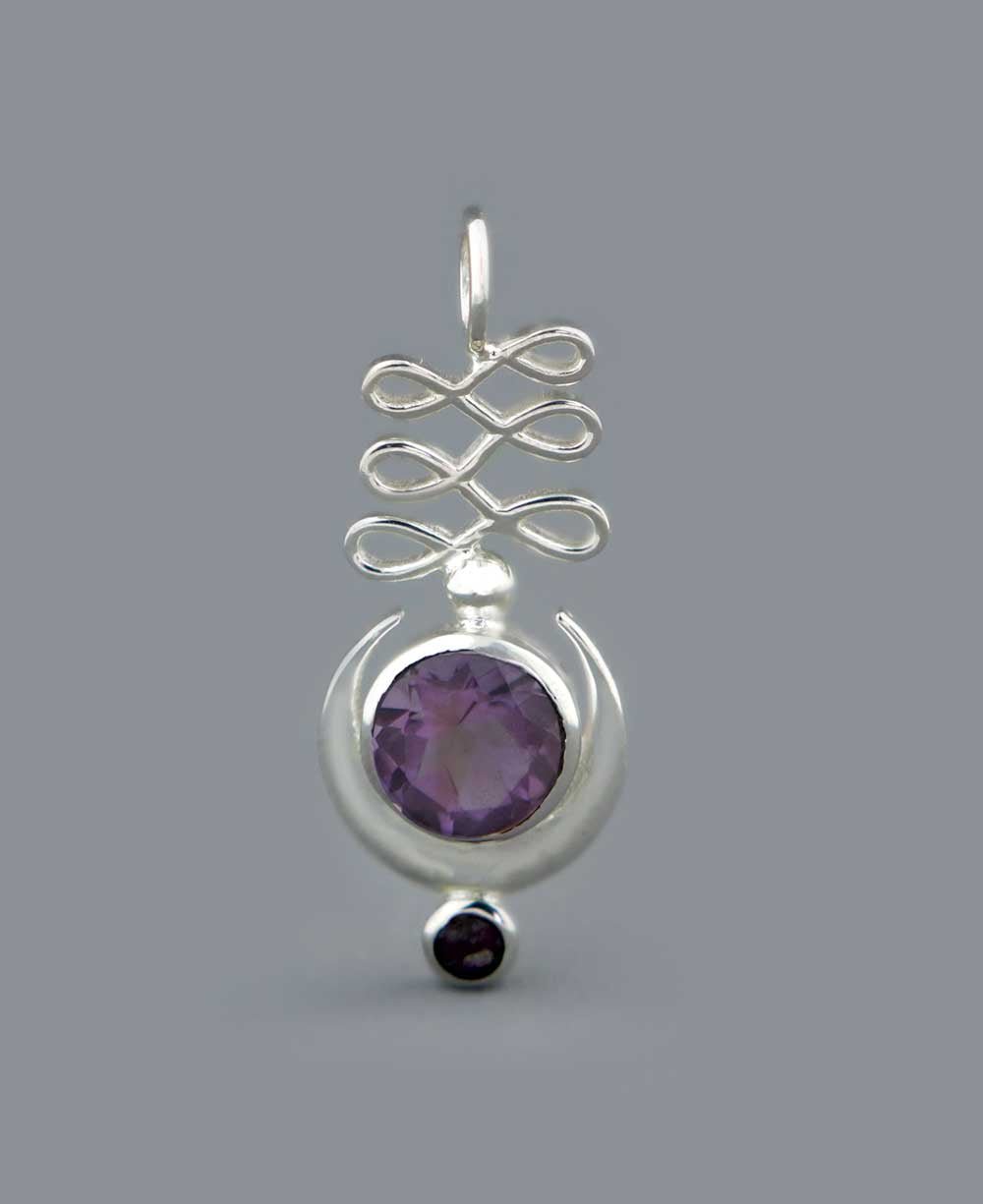 Sterling Silver Unalome Moon Amethyst Pendant、mySite、topwebapps