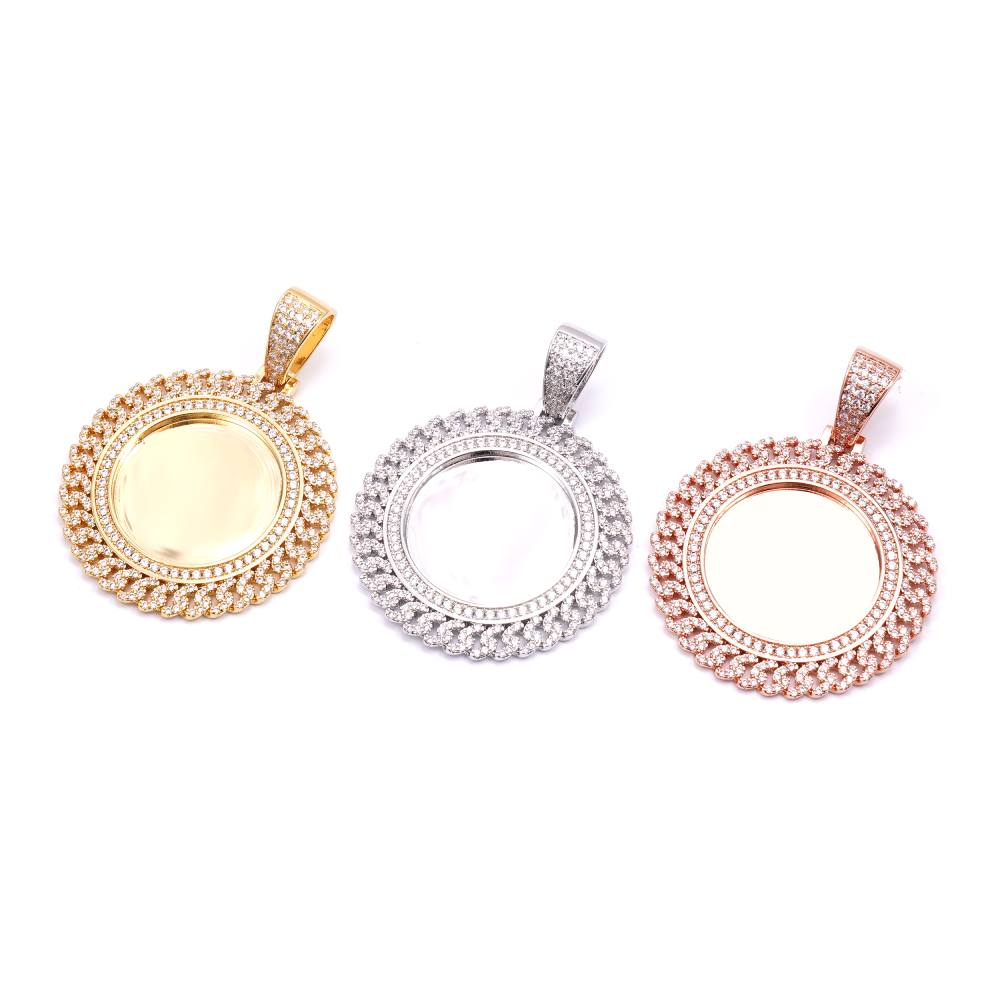 Moissanite Circle Cuban Photo Pendant、mySite、hinf8tx79