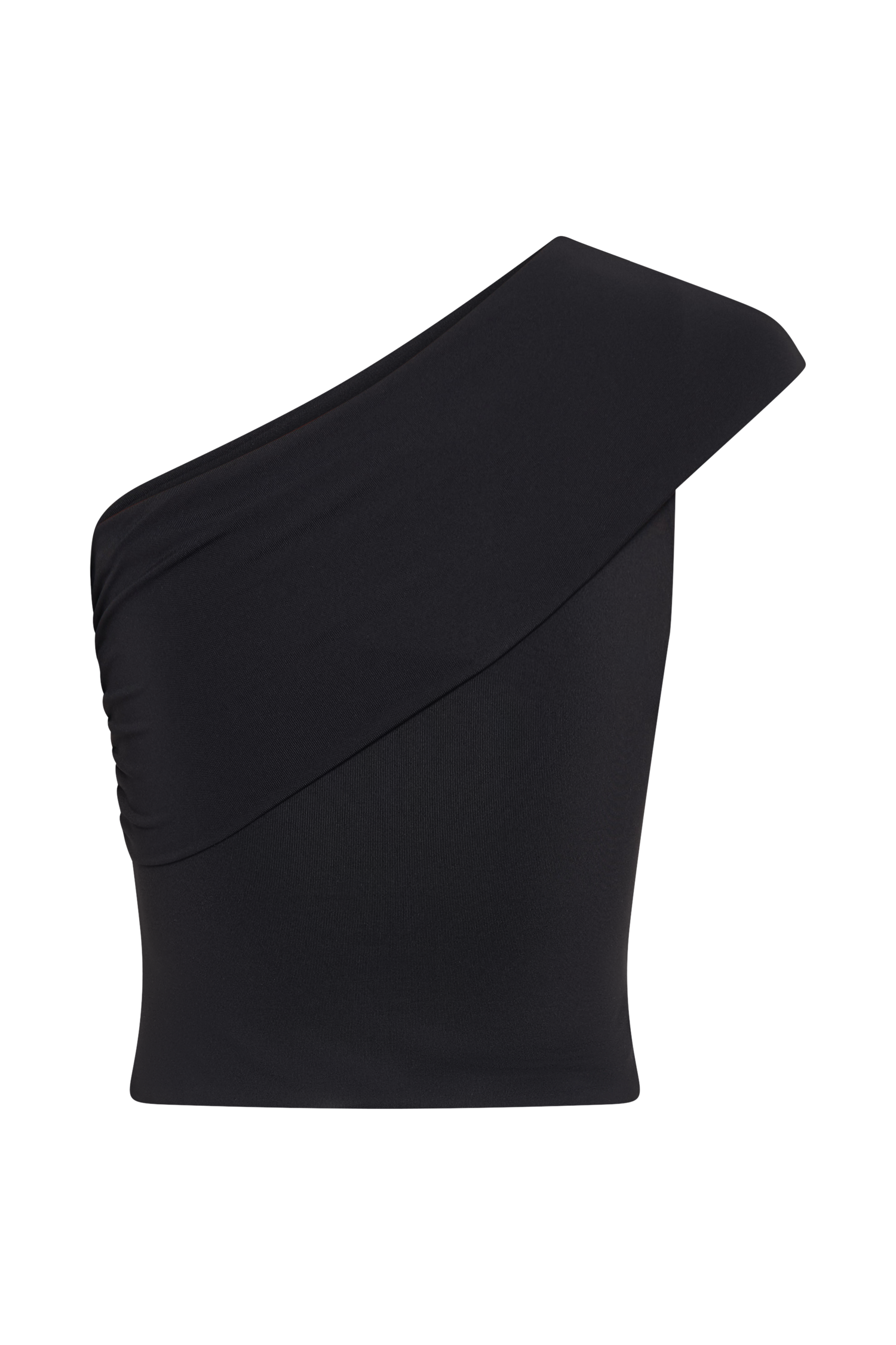 Solene One Shoulder Recycled Nylon Twist Top - Black、mySite、solidvoid