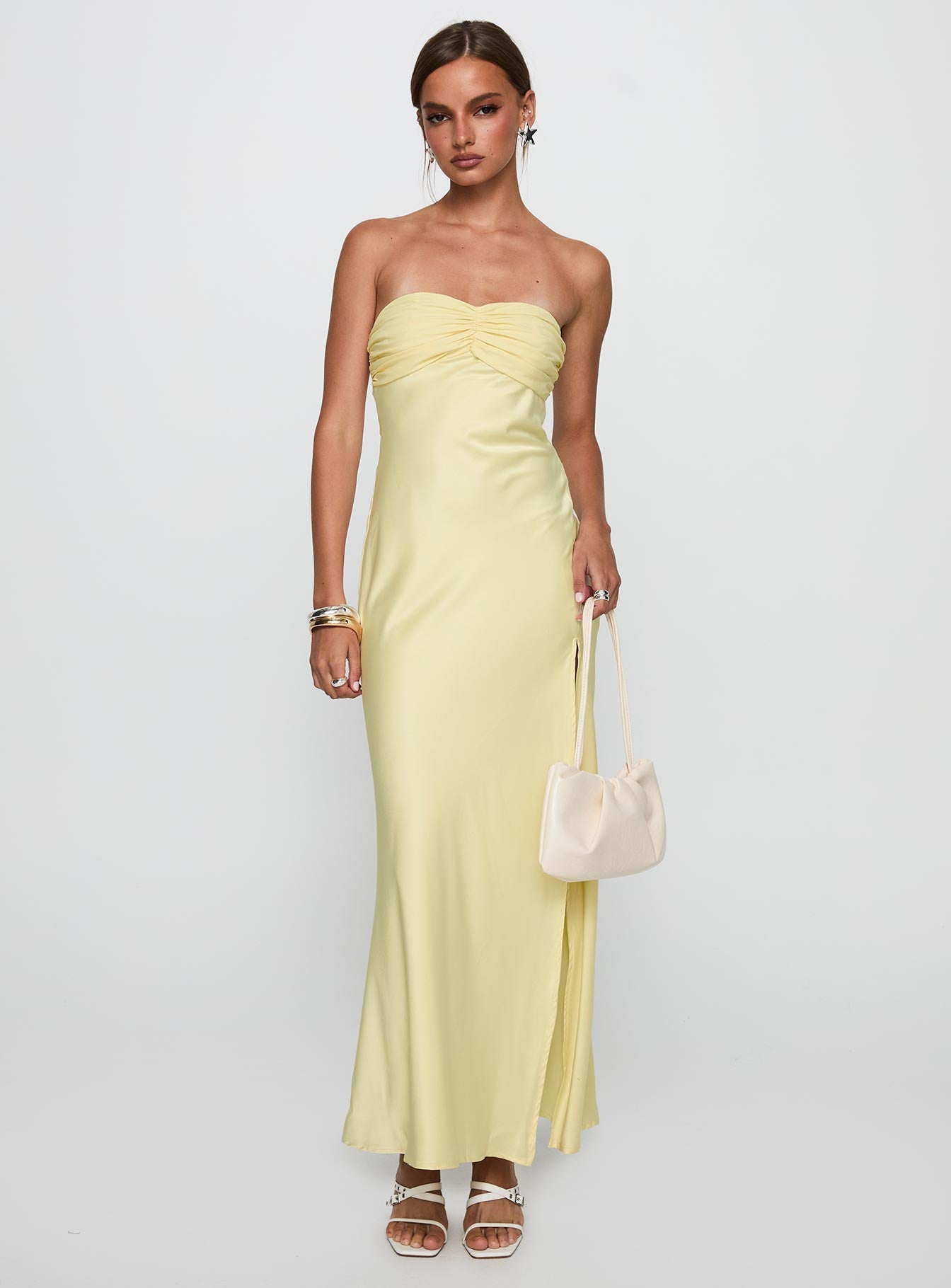 Chevalier Strapless Maxi Dress Lemon、mySite、solidvoid