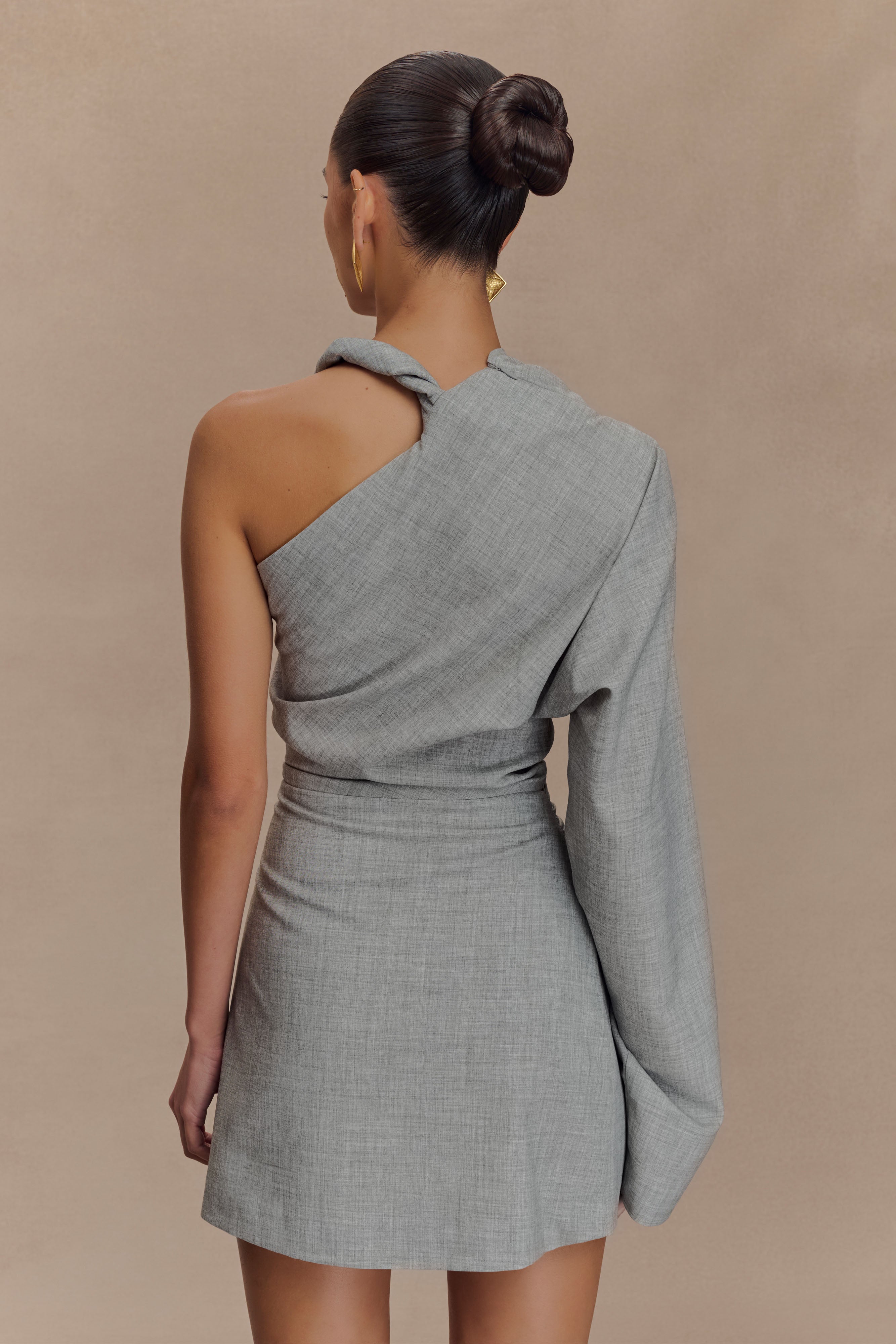 Dorian Twist Shoulder Mini Dress - Charcoal Marle、mySite、solidvoid