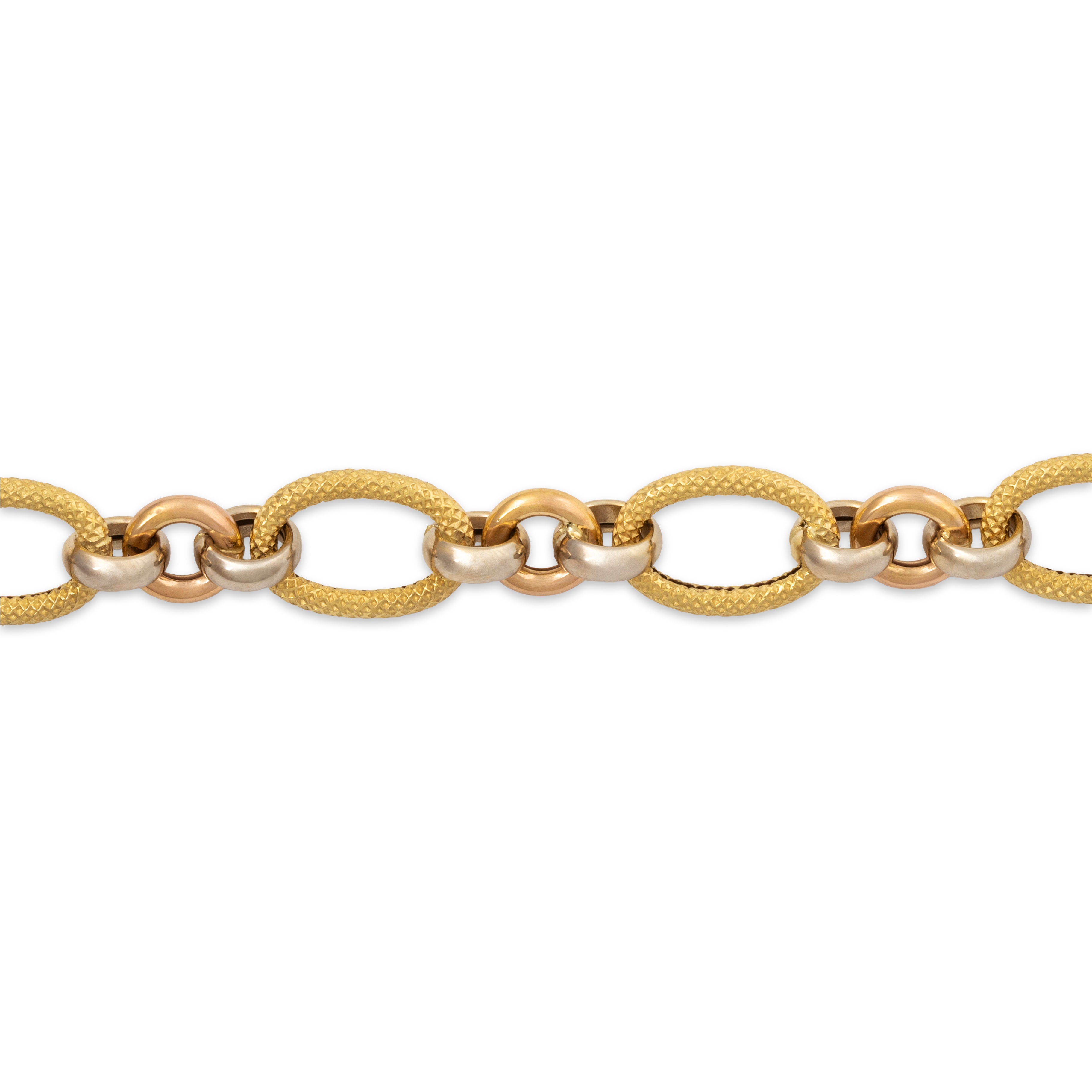 Vintage Italian 18k Yellow & White Gold Dual Texture Link Bracelet 7、mySite、hinf8tx79