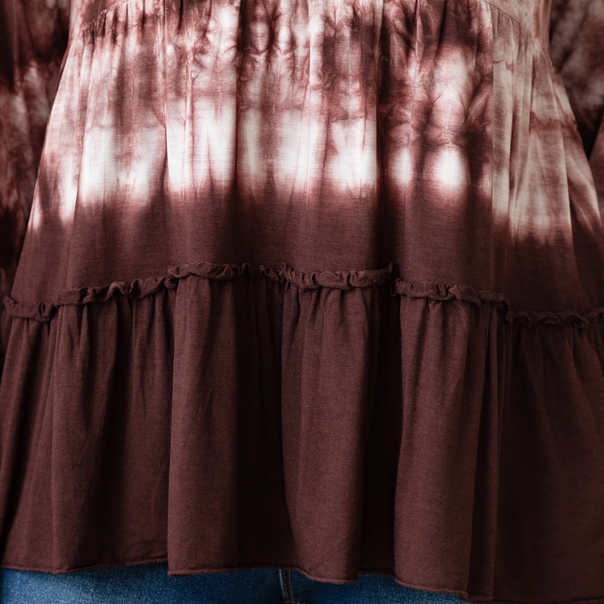 Tie-Dye Ruffle Long Sleeve Top、mySite、camillekostekn