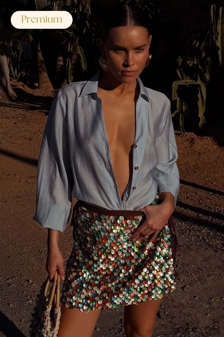 Multi Shell Mini Wrap Skirt、mySite、solidvoid