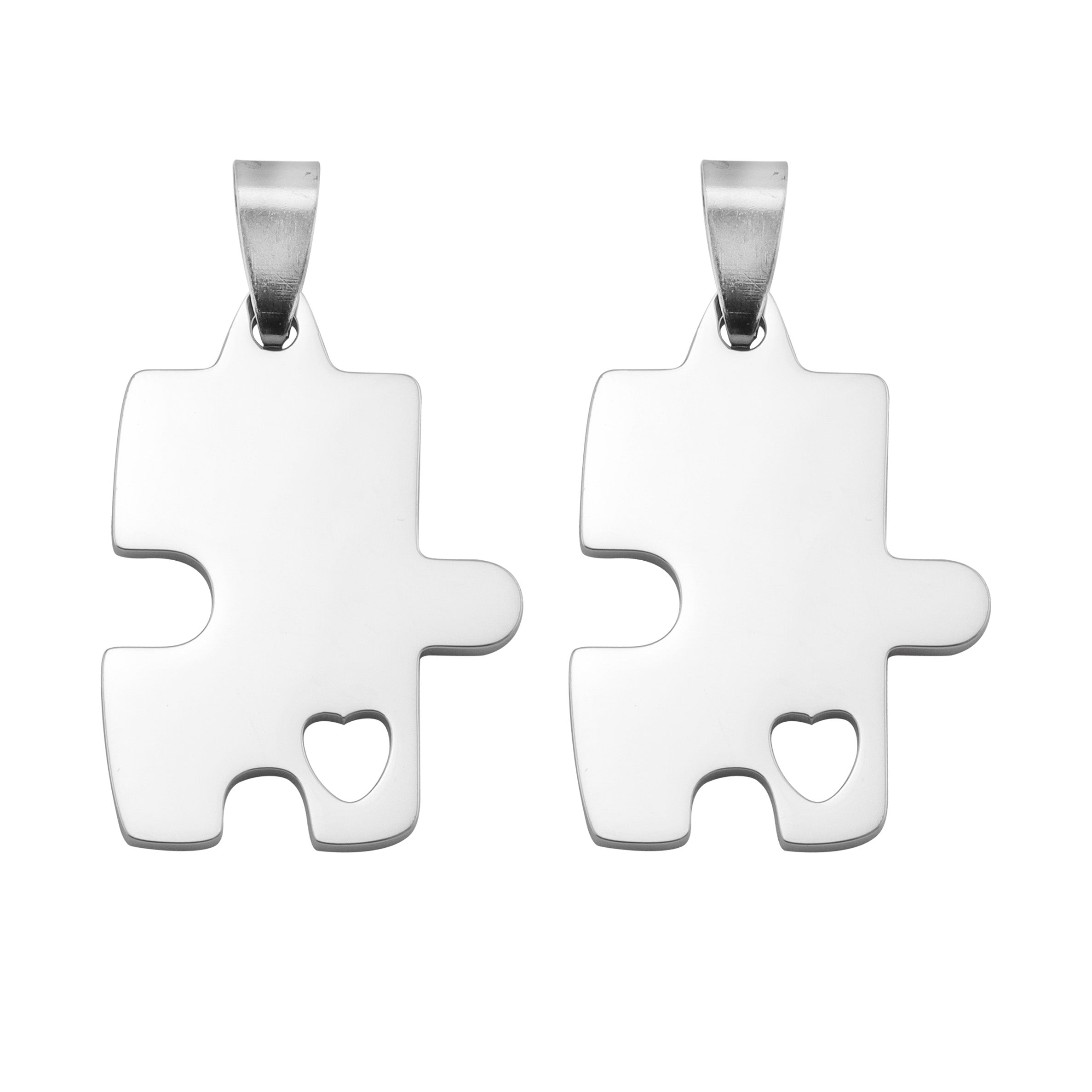 18K Gold PVD Stainless Steel Engravable 2 Piece Break Apart Puzzle Pendants / PDC283、mySite、dreamappss