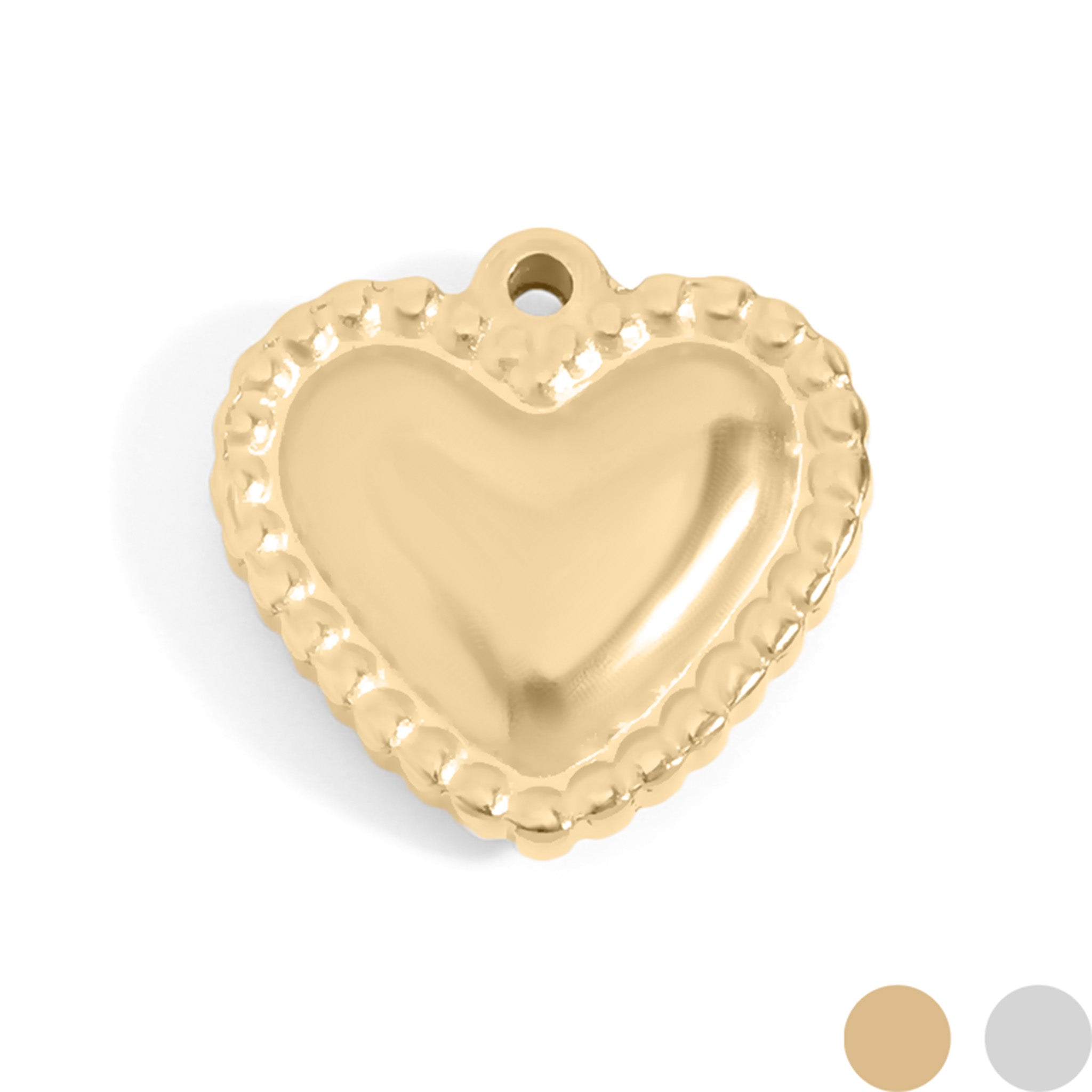 18K Gold PVD Stainless Steel Beaded Trim Heart Charm / PDL0118、mySite、dreamappss