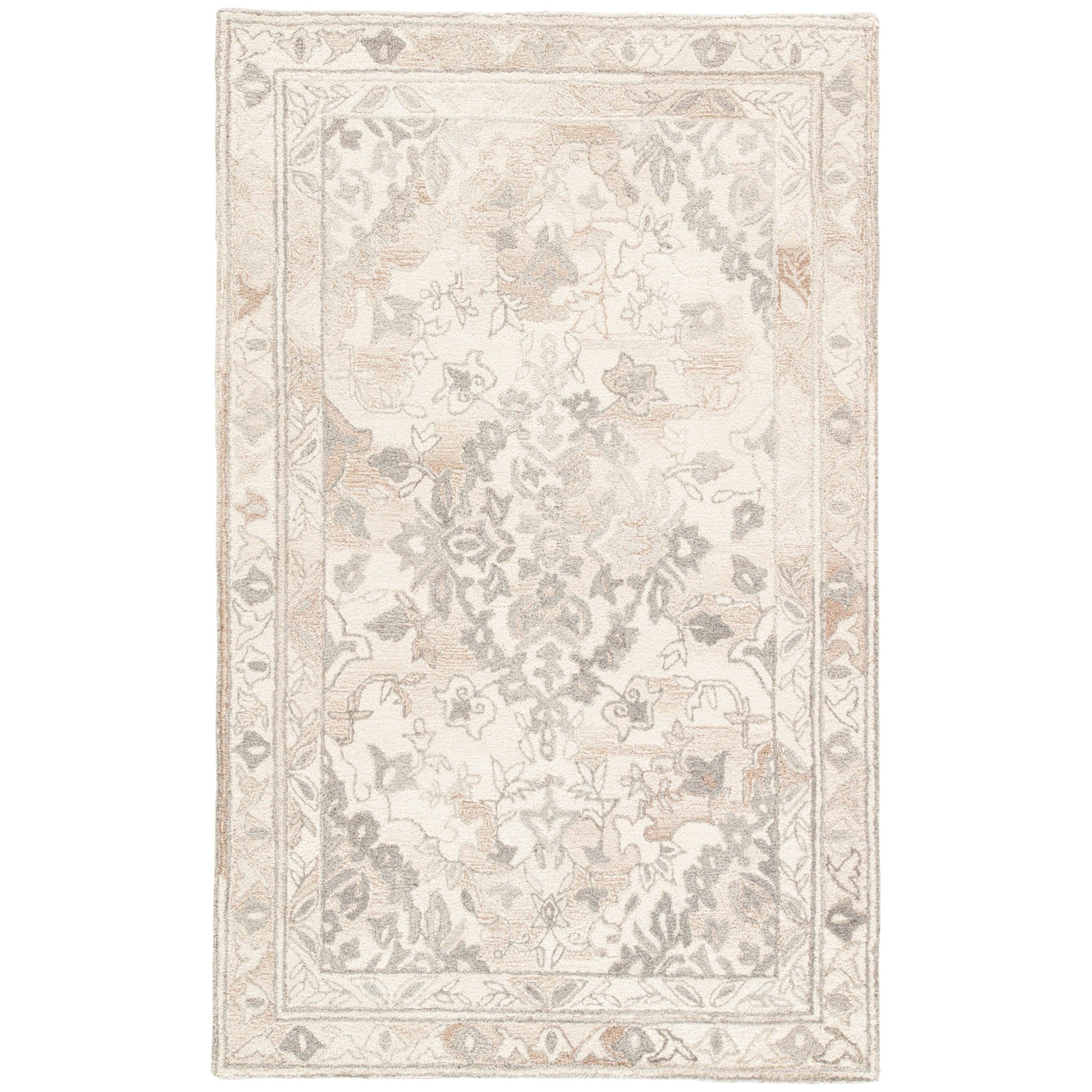 Arabia Handmade Floral White Gray Area Rug、mySite、gigharbornorthrealestate
