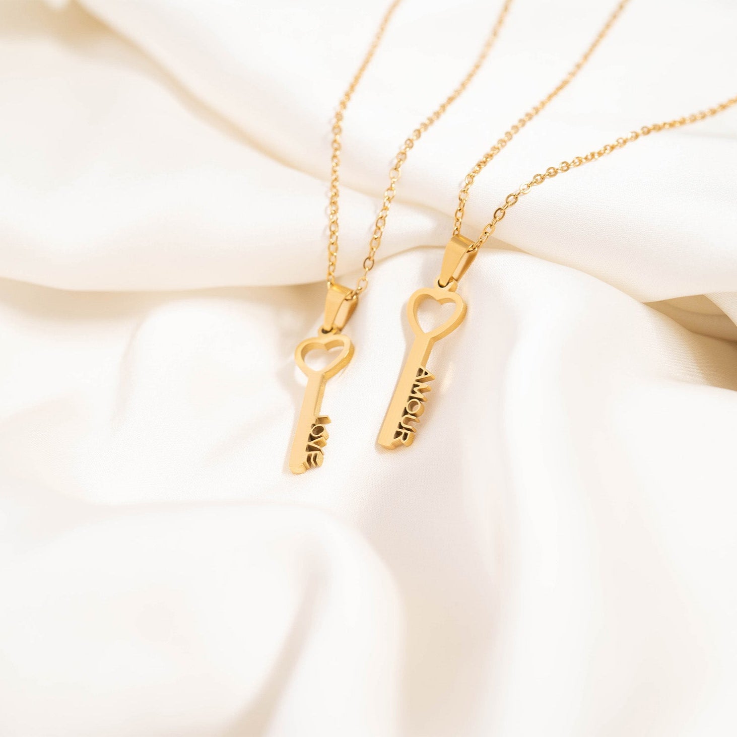 18K Gold PVD Stainless Steel Love Key Pendant Necklace / CHN0070、mySite、dreamappss