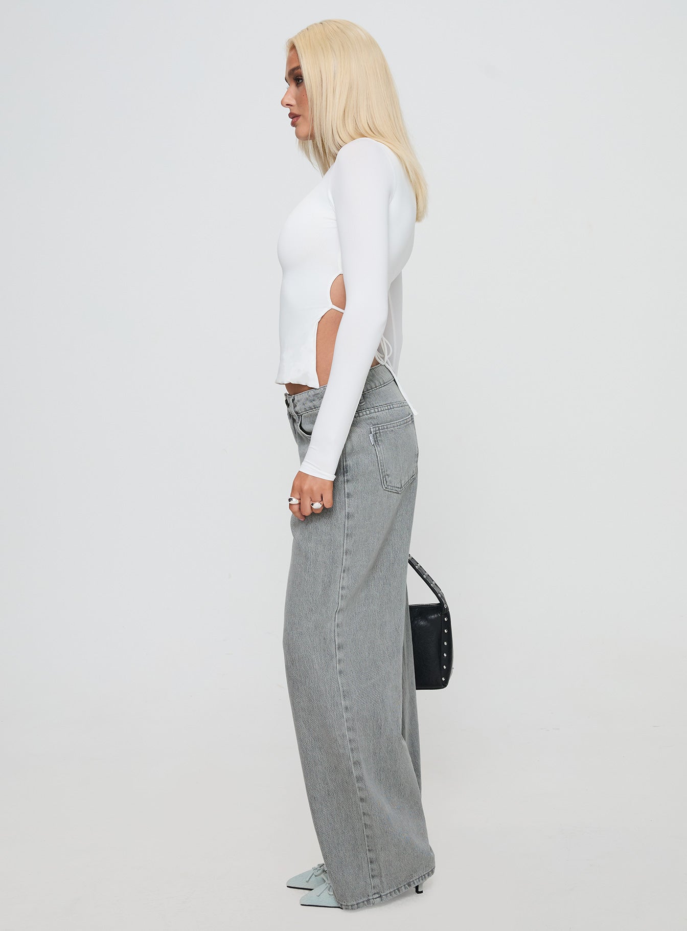 Ellanor Low Rise Slouch Denim Jean Washed Grey Petite、mySite、solidvoid