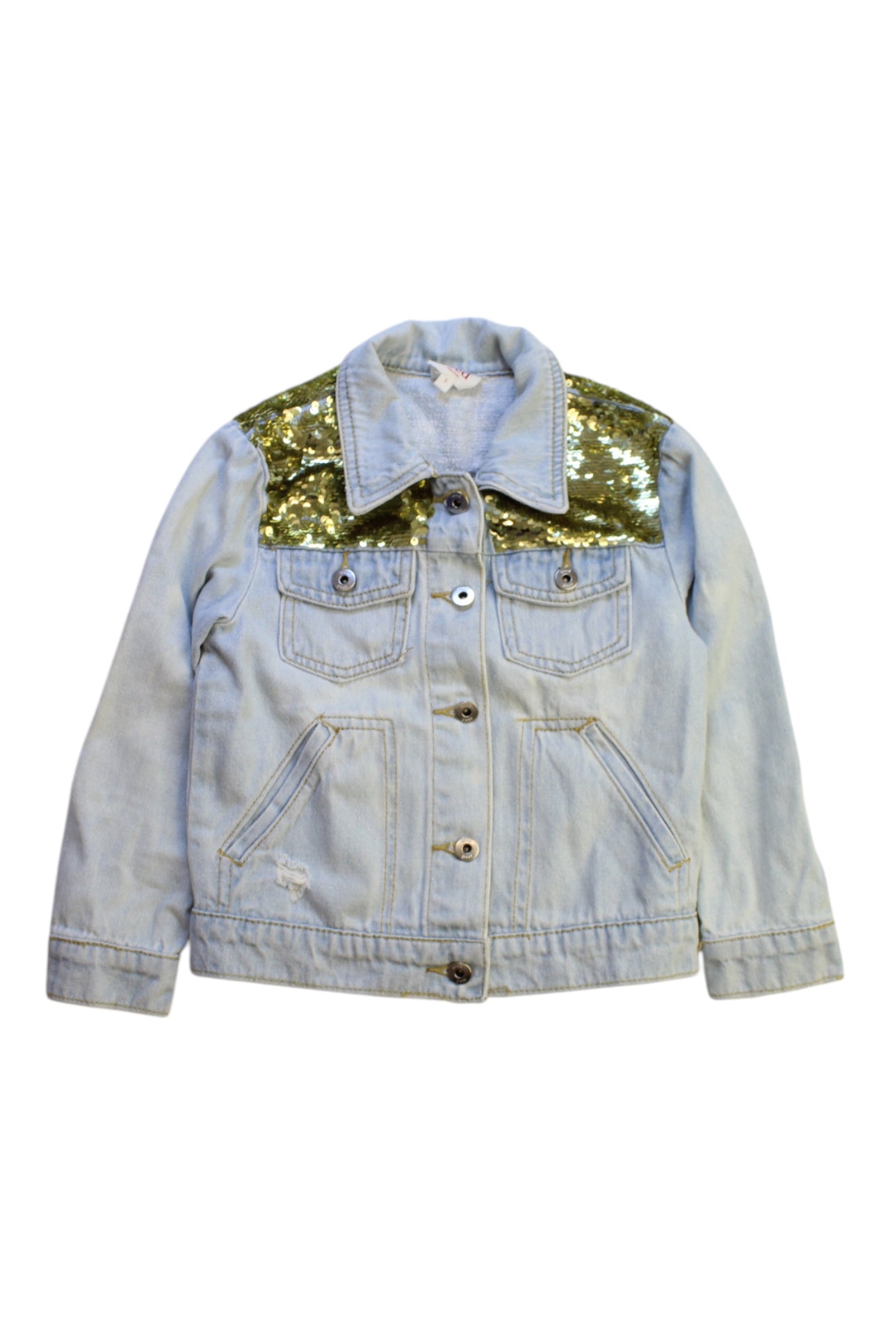 Seed Sequin Collar Denim Jacket Size 5T、mySite、g9winljtr