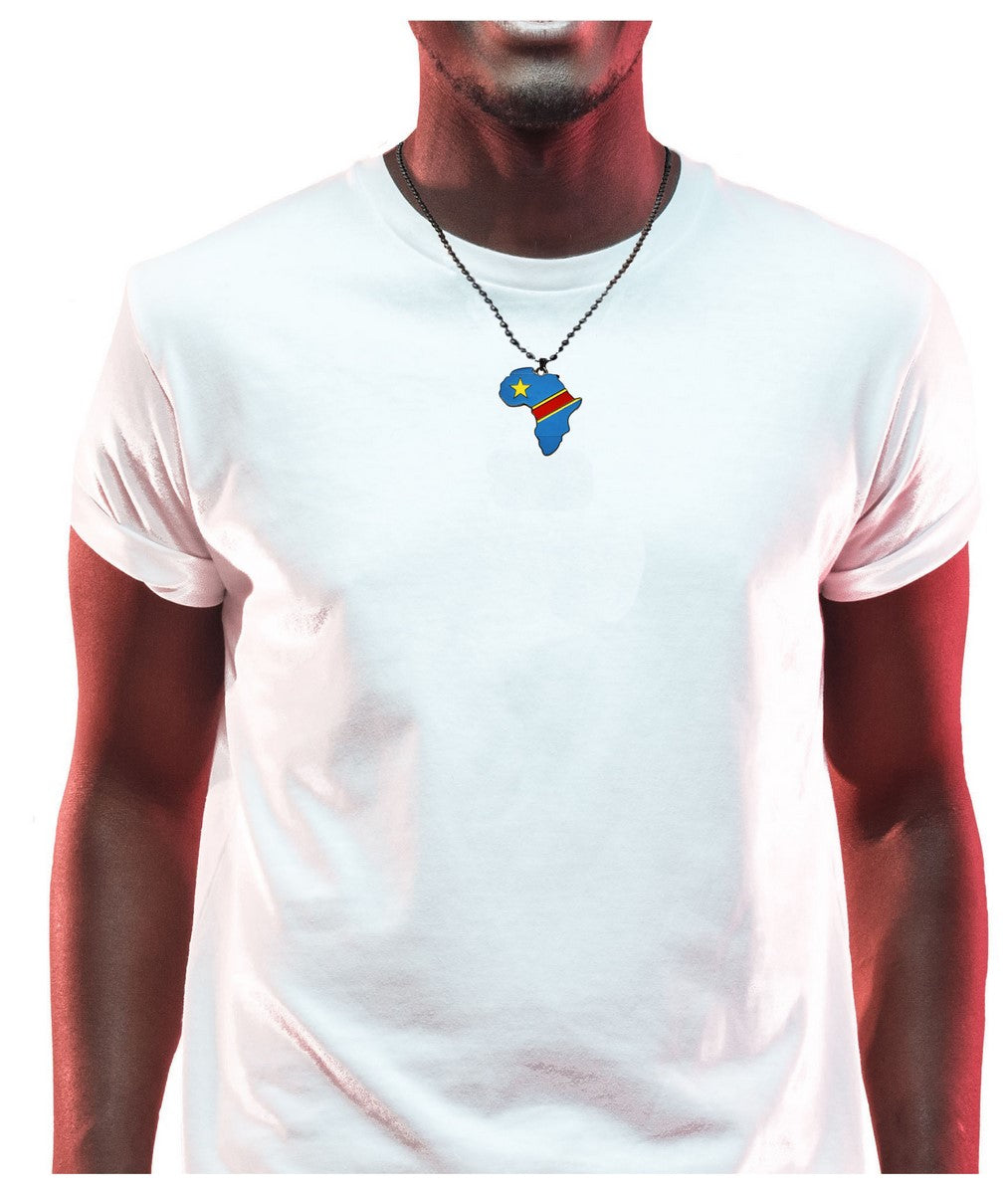Democratic Republic of Congo Flag Pendant Necklace African Map Chain、mySite、solidvoid