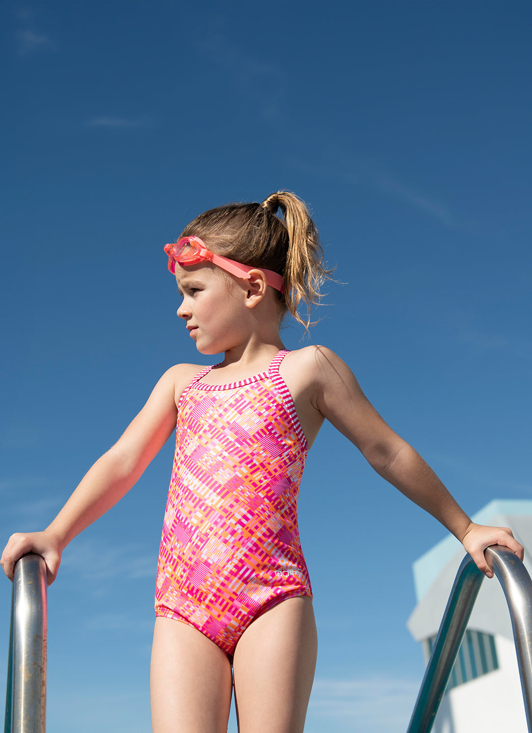 Dolfin Girls' Alphabet Printed One Piece Swimsuit (Toddler, Little Kid)、mySite、noshort