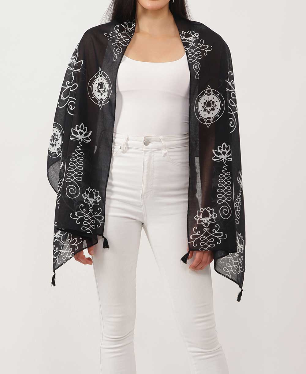 Artistic And Meaningful Unalome Lotus Scarf、mySite、topwebapps