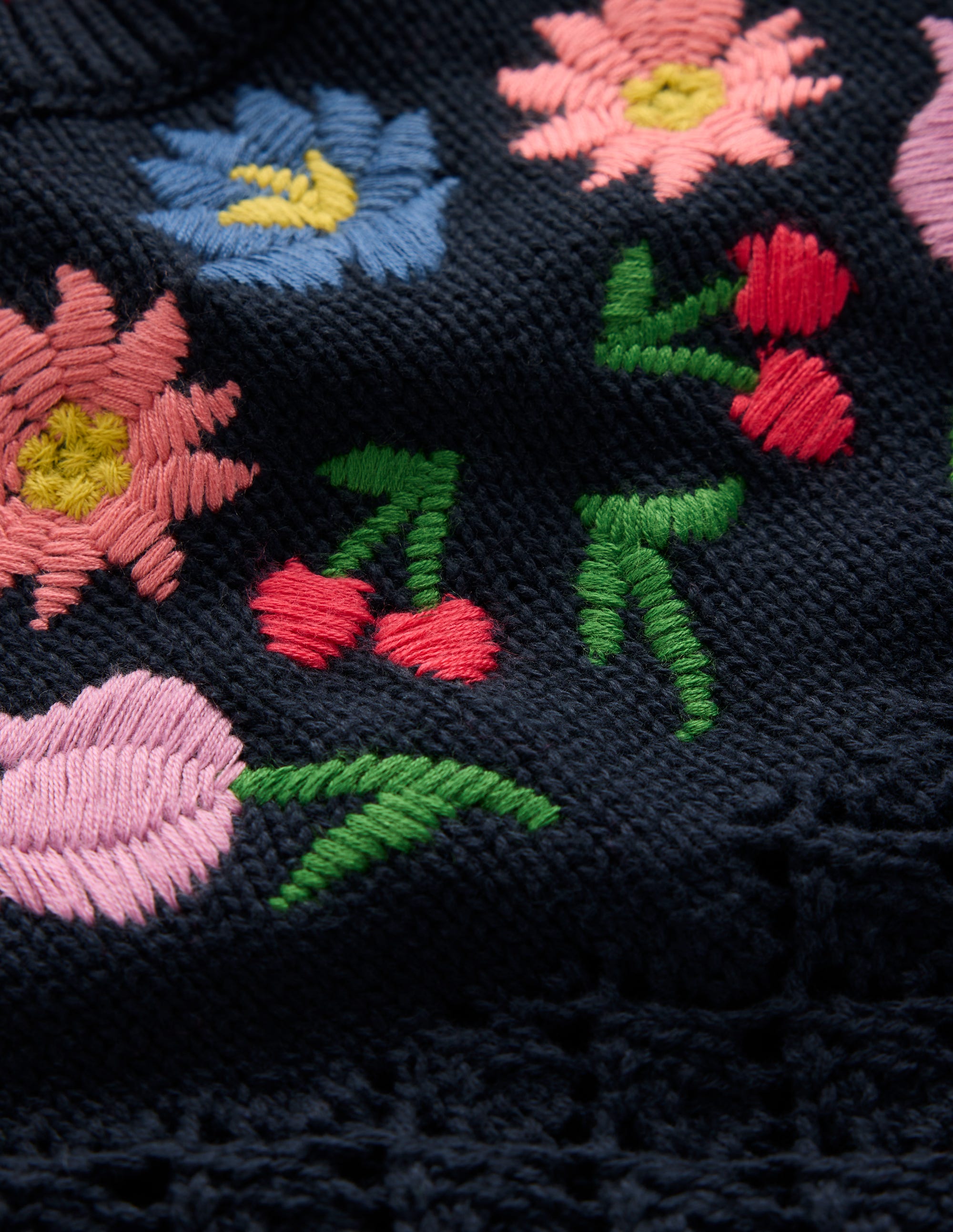  Embroidered Cotton Sweater-Navy、mySite、ashleygrahame