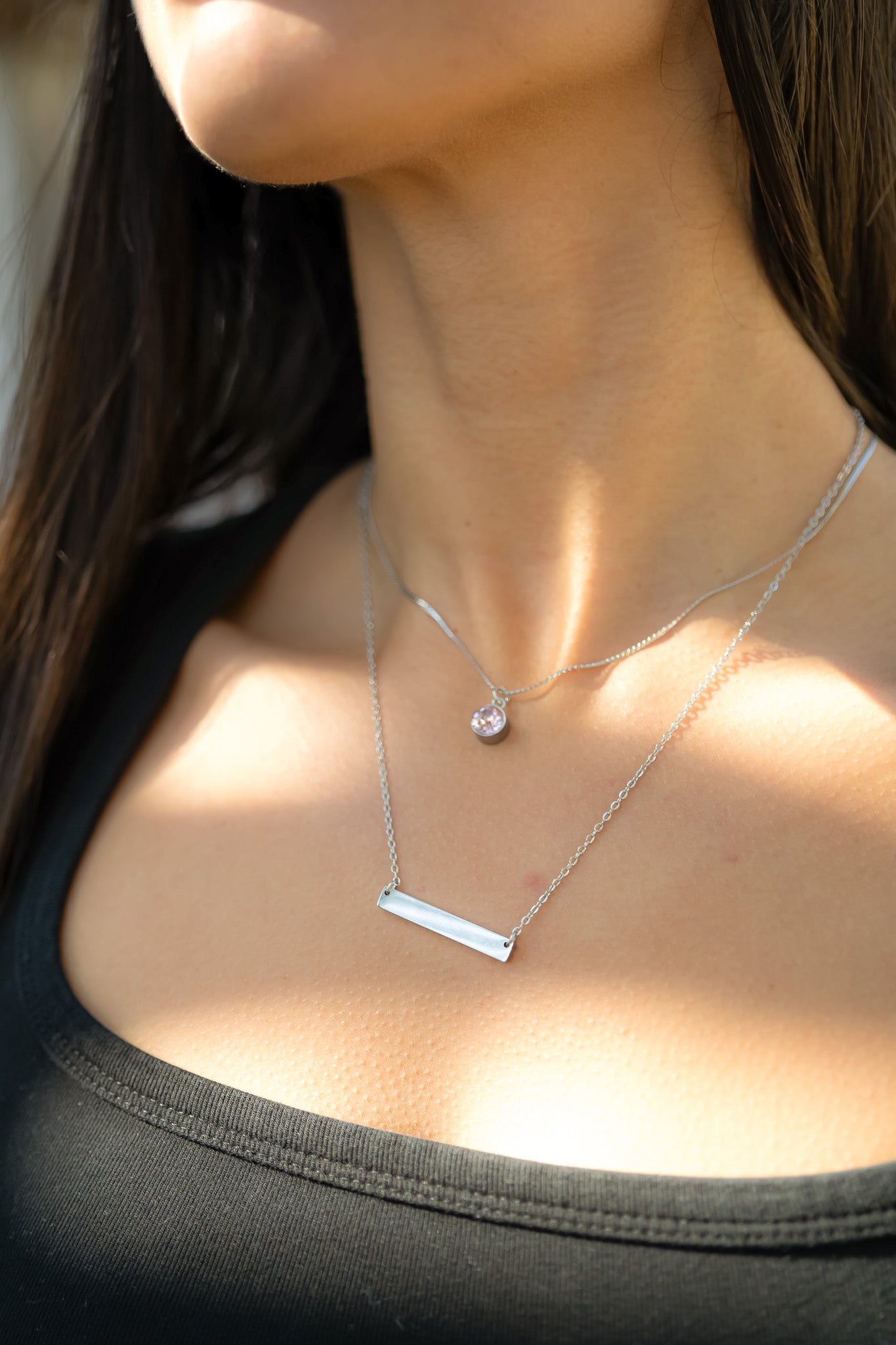 18K Gold PVD Stainless Steel Blank Bar Necklace With Separated Chain / SBB0075、mySite、dreamappss