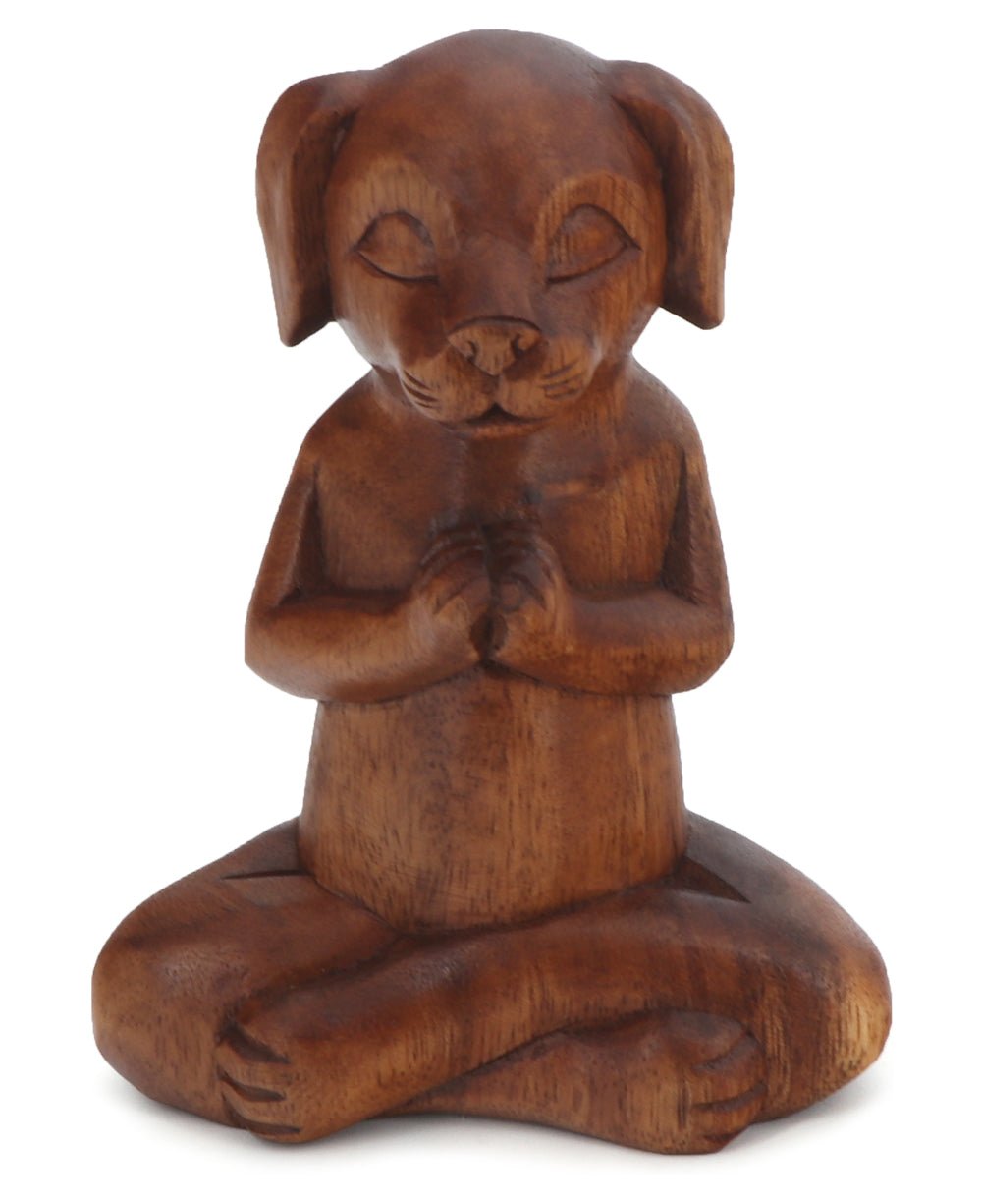 Hand Carved Meditating Namaste Dog Statue、mySite、topwebapps