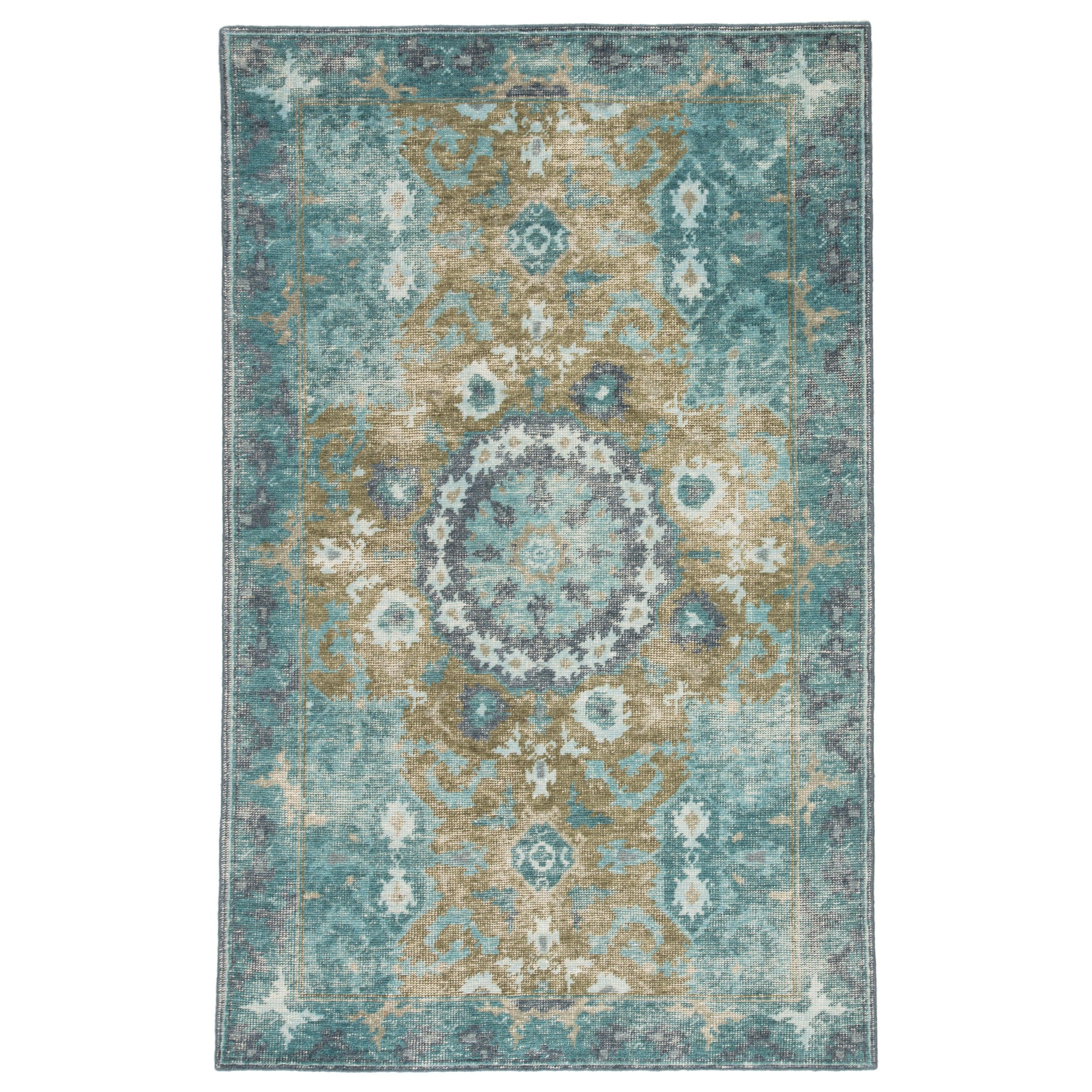 Modify Hand-Knotted Medallion Teal Olive Area Rug、mySite、gigharbornorthrealestate