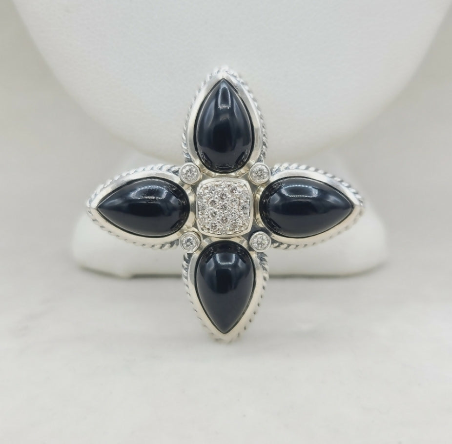 David Yurman Renaissance Teardrop Pendant 鈥?Onyx & Diamonds、mySite、hinf8tx79