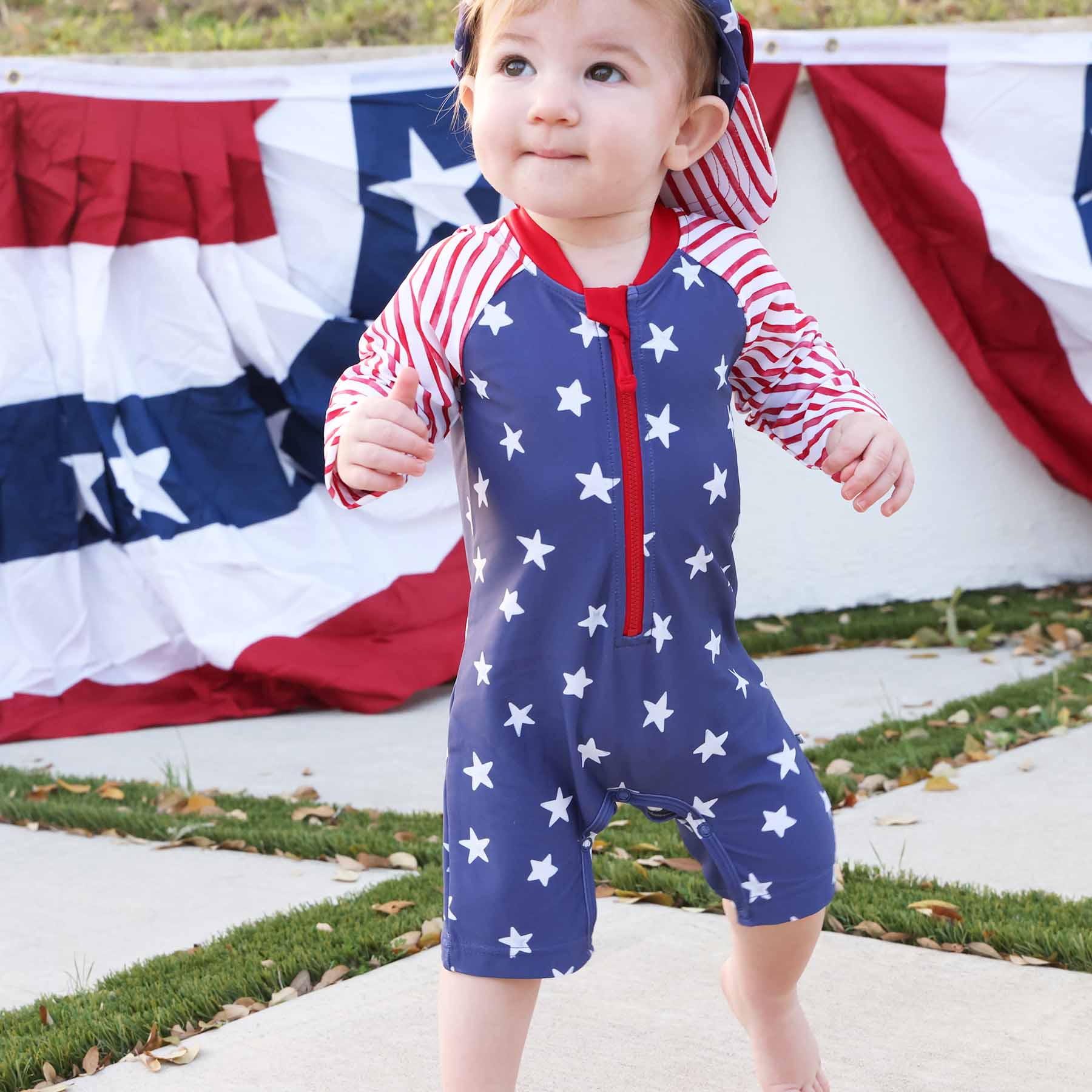  Long Sleeve Rash Guard Swim Romper Shortie | Star-Spangled Summer、mySite、layawaytickets