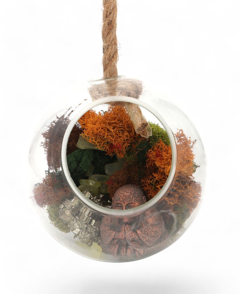 Lucky Buddha Pyrite Crystal Hanging Globe Terrarium、mySite、topwebapps