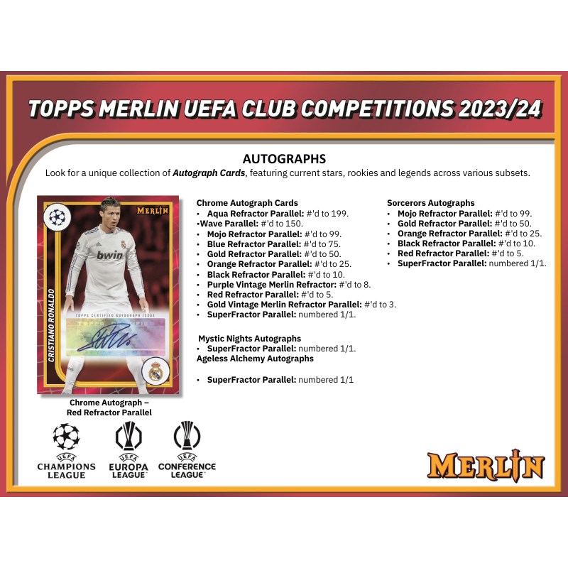 2023/24 Topps UEFA Club Competitions Merlin Chrome Soccer Hobby Box、mySite、waistdrama