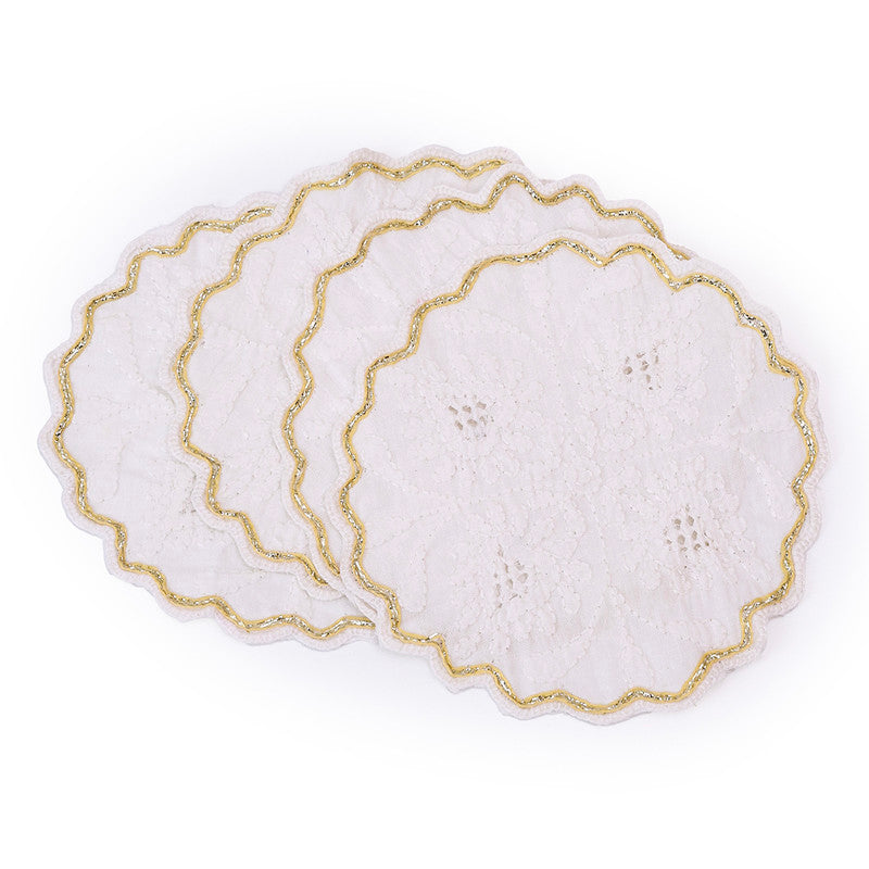 Cotton Coasters Set | White & Gold | Set of 4、mySite、camillekostekn