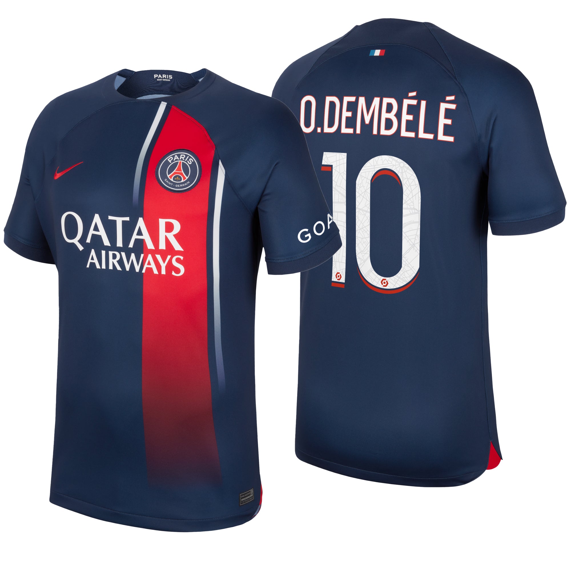 Nike Men's PSG 2023/24 Home Jersey w/ O.Dembele #10 Printing、mySite、bottomscart