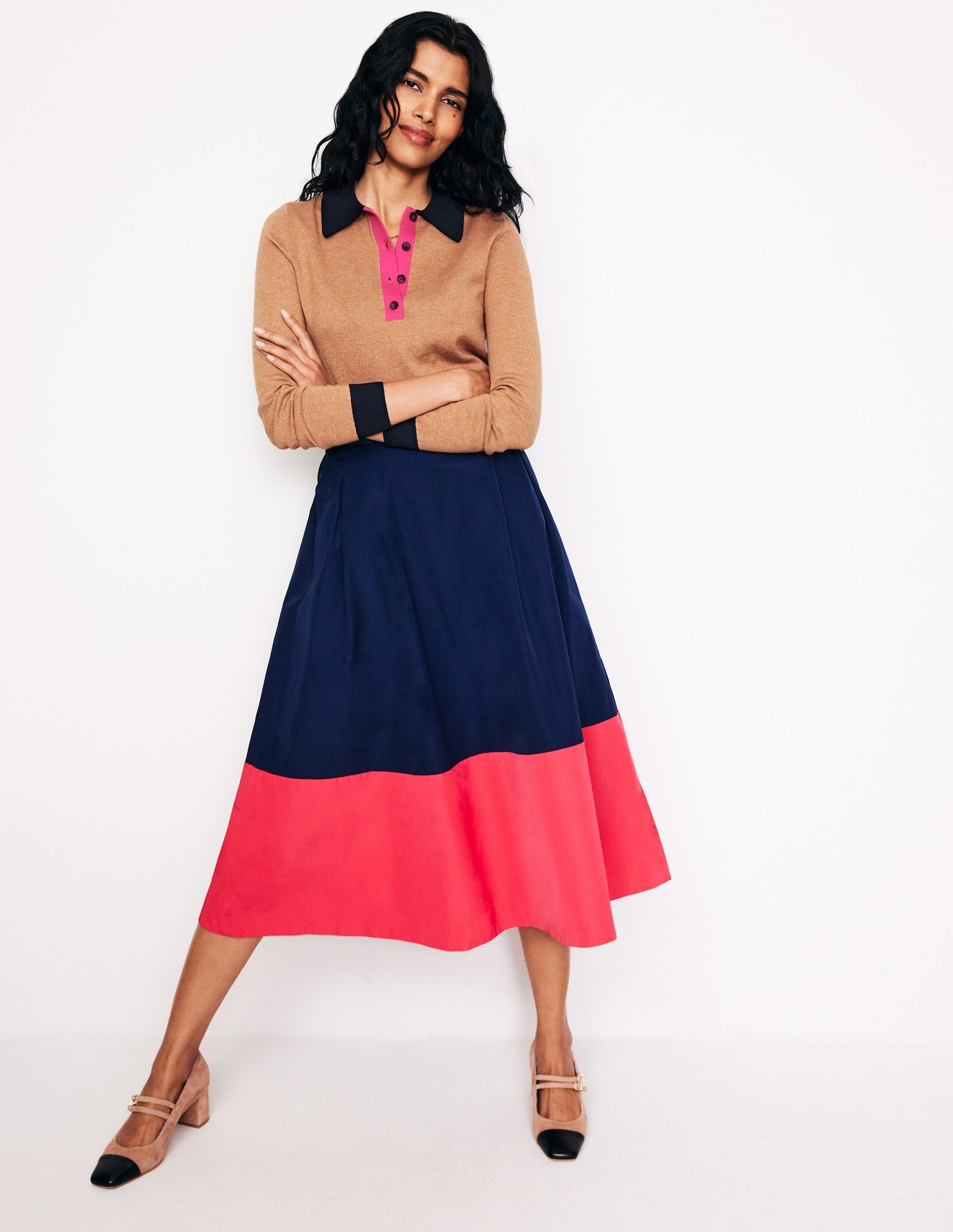  Cotton Blend Henley Jumper-Camel Melange、mySite、ashleygrahame