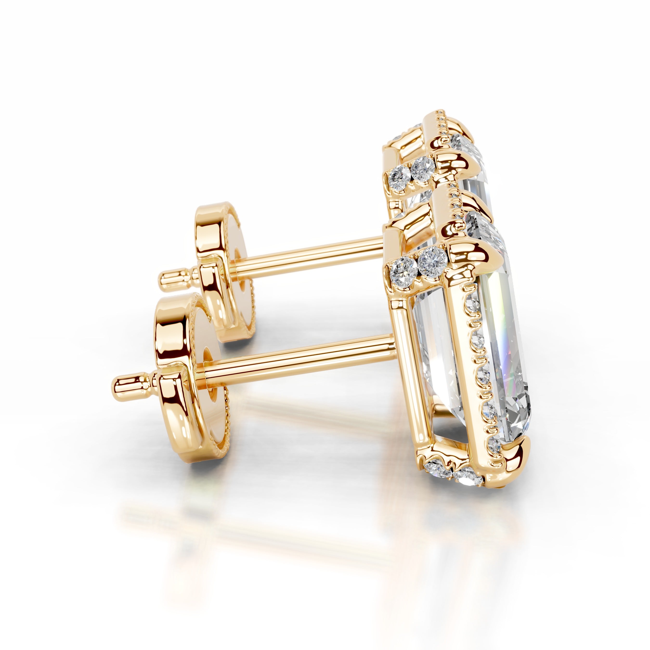 Ophelia Diamond Halo Earrings (2.30 Carat) -18K Yellow Gold、mySite、hinf8tx79