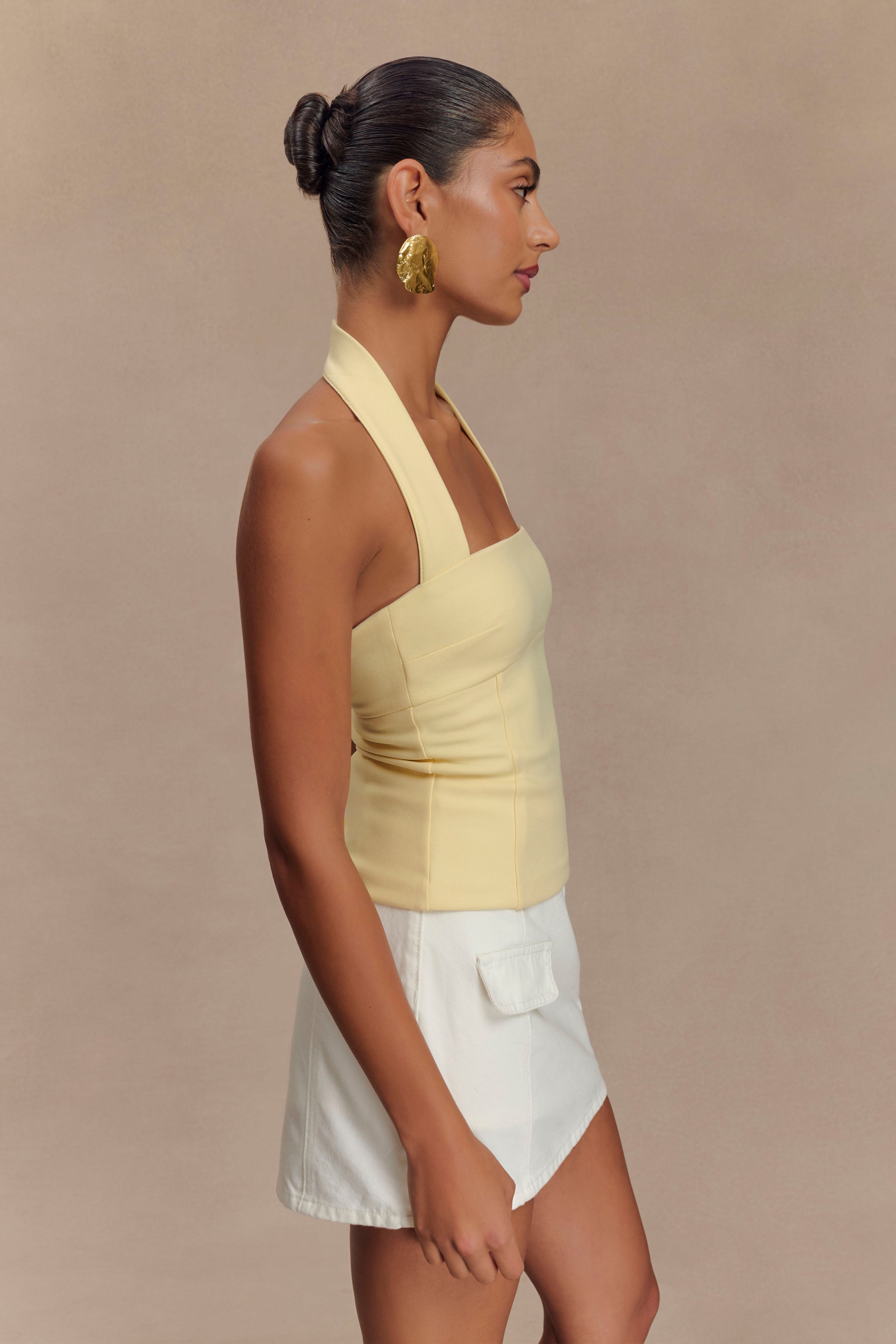 Amelita Suiting Halter Top - Pale Lemon、mySite、solidvoid