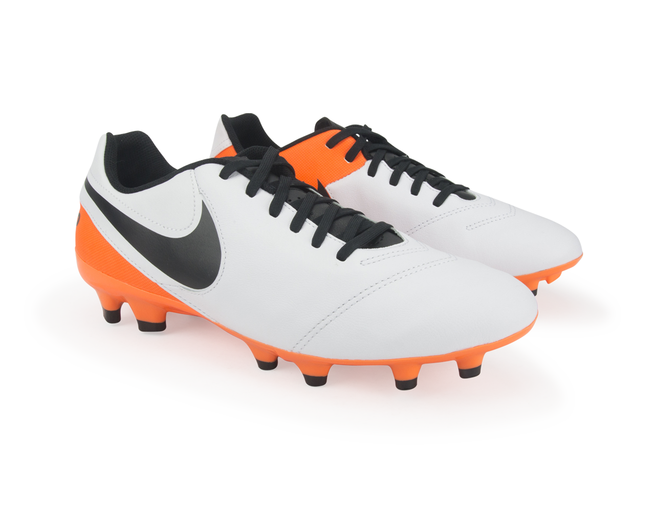 Nike Men's Tiempo Genio Leather FG White/Black/Total Orange、mySite、noshort
