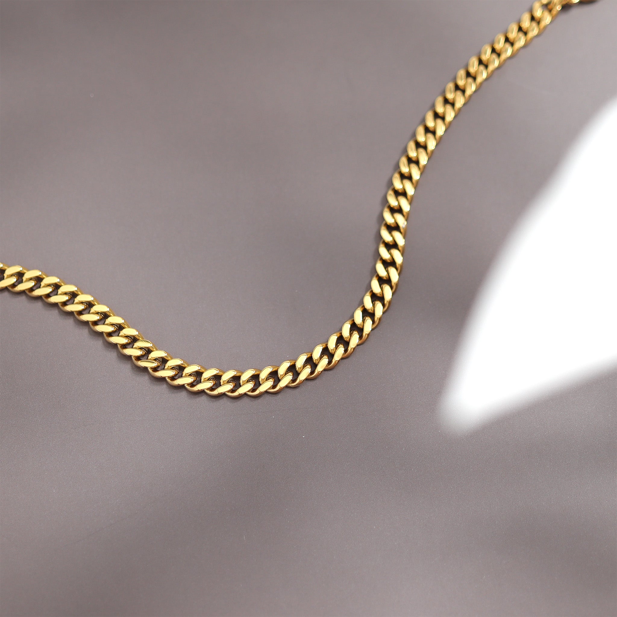 18K Gold PVD Stainless Steel Diamond Cut Curb Chain Bracelet / BRJ9098、mySite、dreamappss